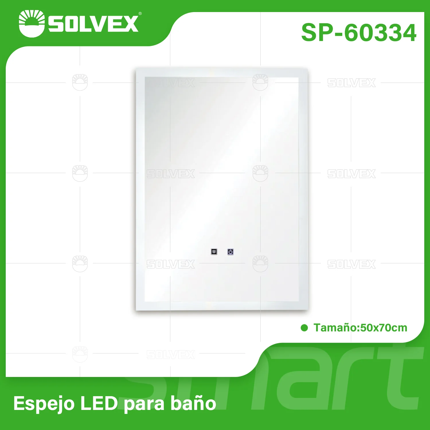 Espejo LED Rectangular 70X50cm Con Luz LED De 3 Tonos, Botón Táctil Y Sistema Antiempañante Para Baño Moderno.