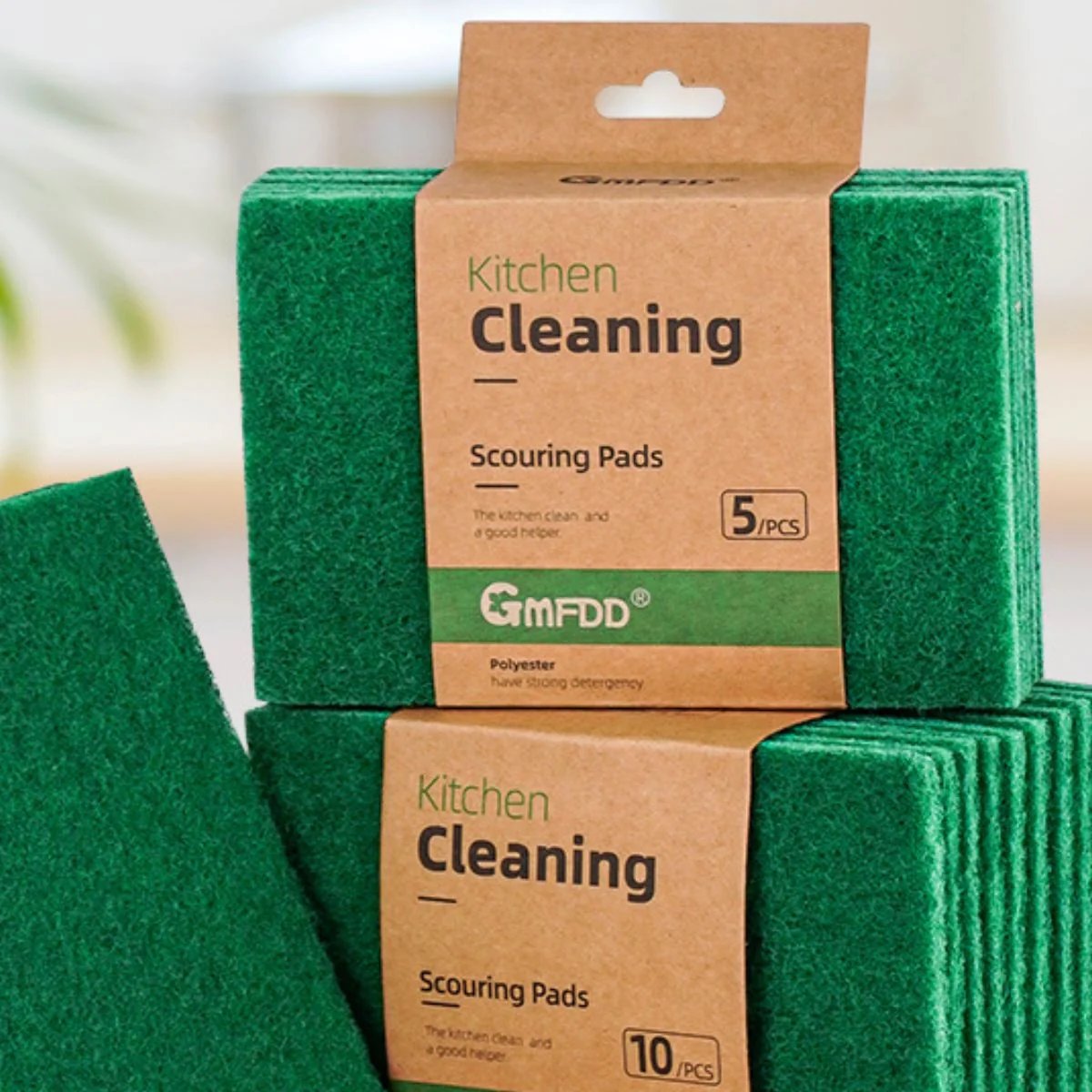 Esponja Para Fregar De Polyester. Color Verde. (Pack De 5 Unidades). Multiusos.
