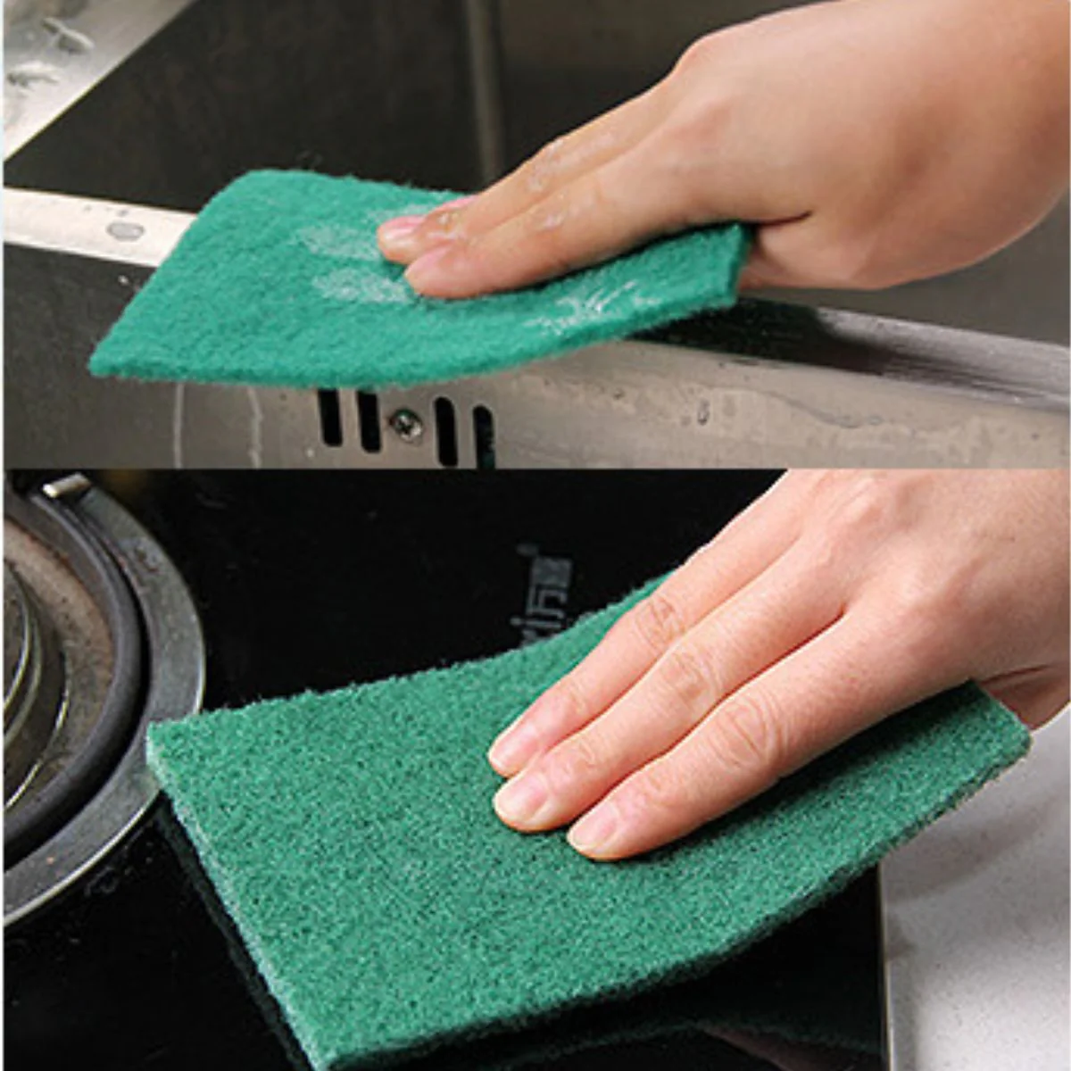 Esponja Para Fregar De Polyester. Color Verde. (Pack De 5 Unidades). Multiusos. - Image 3