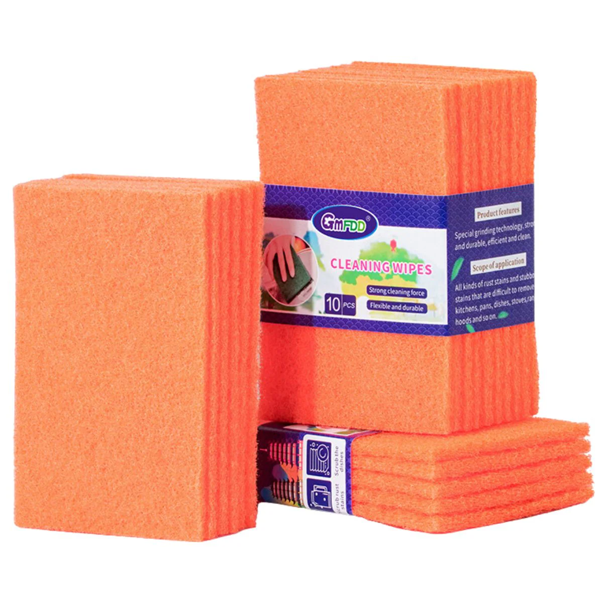 Esponja Para Fregar Naranja (Pack De 5 Unidades). Pad Multiusos.15 × 10 × 0.7 Cm