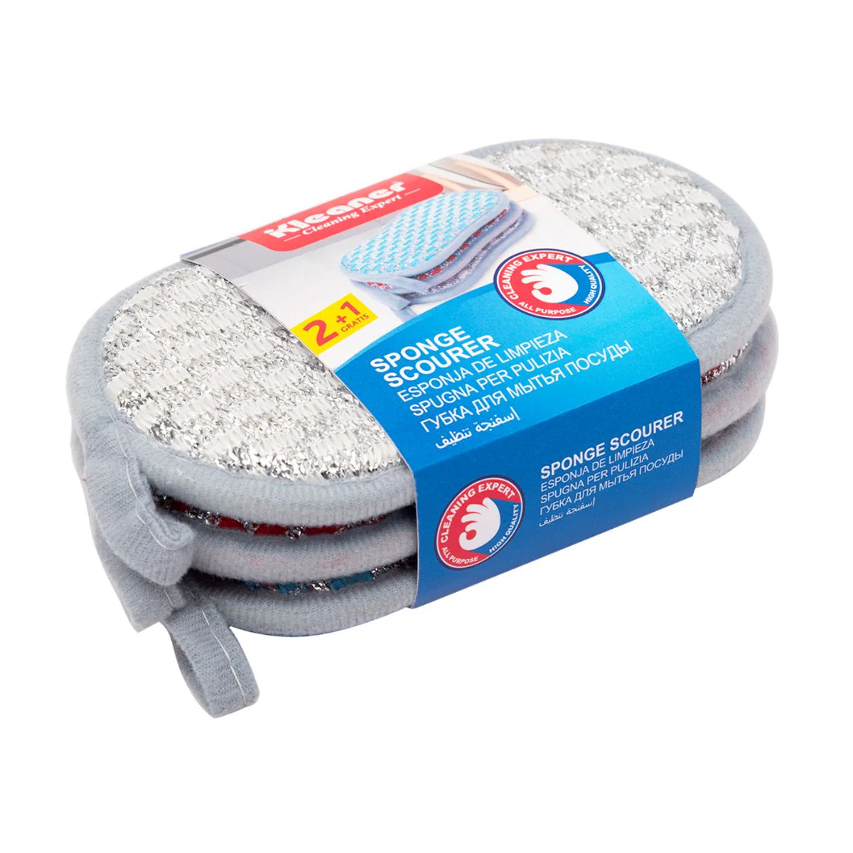 Esponjas Multiusos Con Fibra Metálica. Pack De 3 Unidades (16×9 Cm).