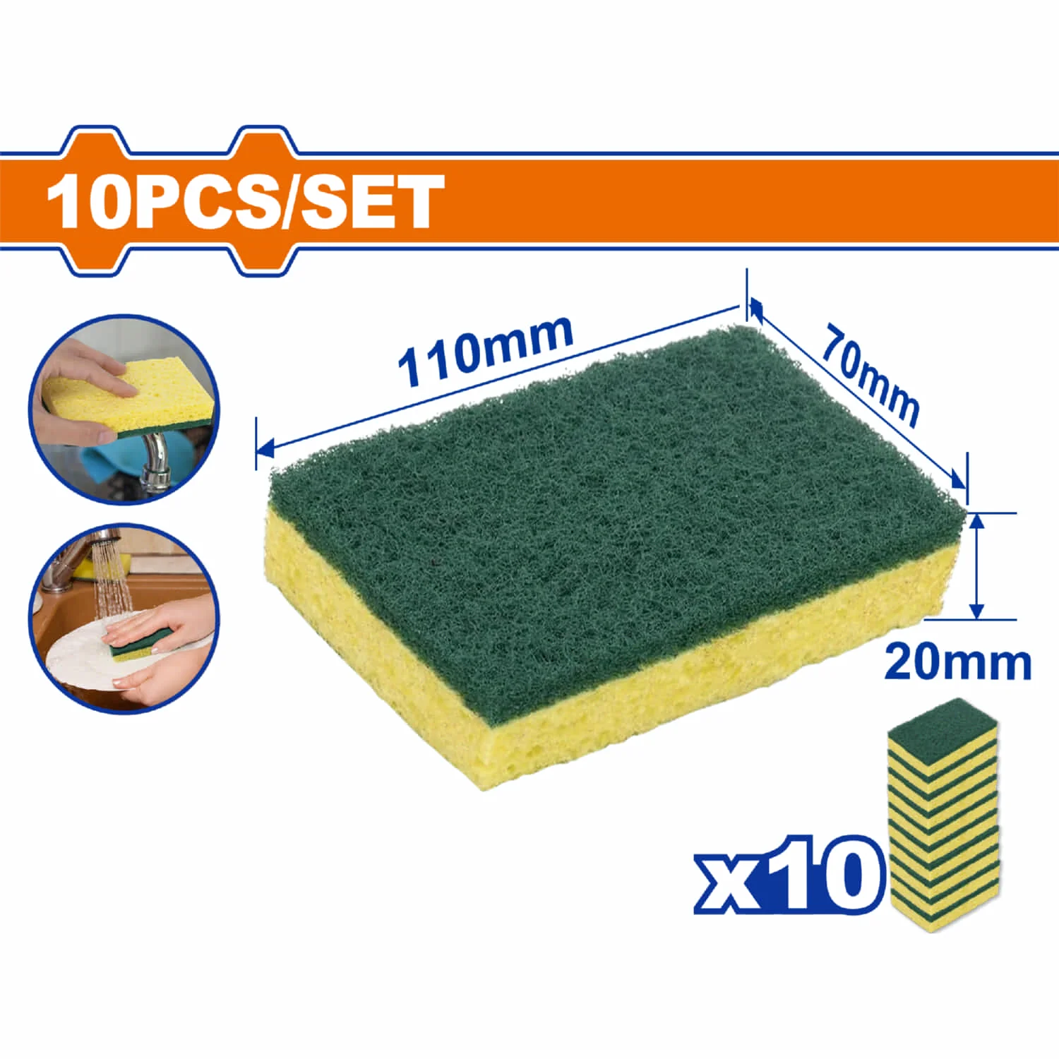Esponjas Para Lechada Tipo Premium Doble Función. 11X7x2cm. (Set De 10 Piezas.)
