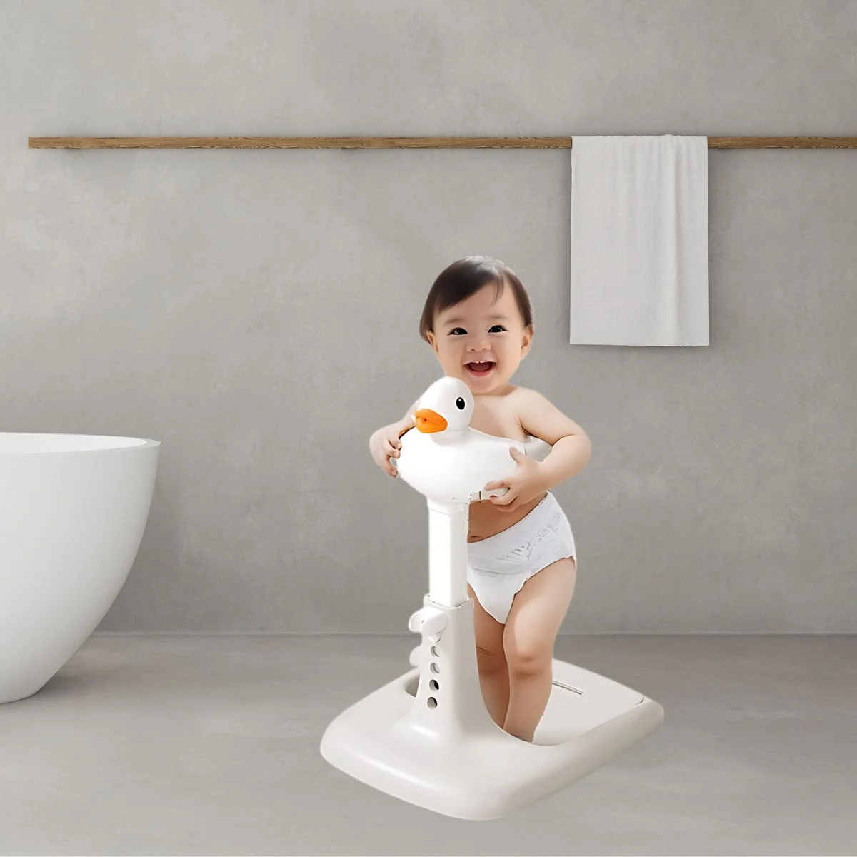 Estación De Baño De Pie Para Bebé Con Diseño De Patito. Soporte Ergonómico Seguro Para Tina, Ducha O Bañera.