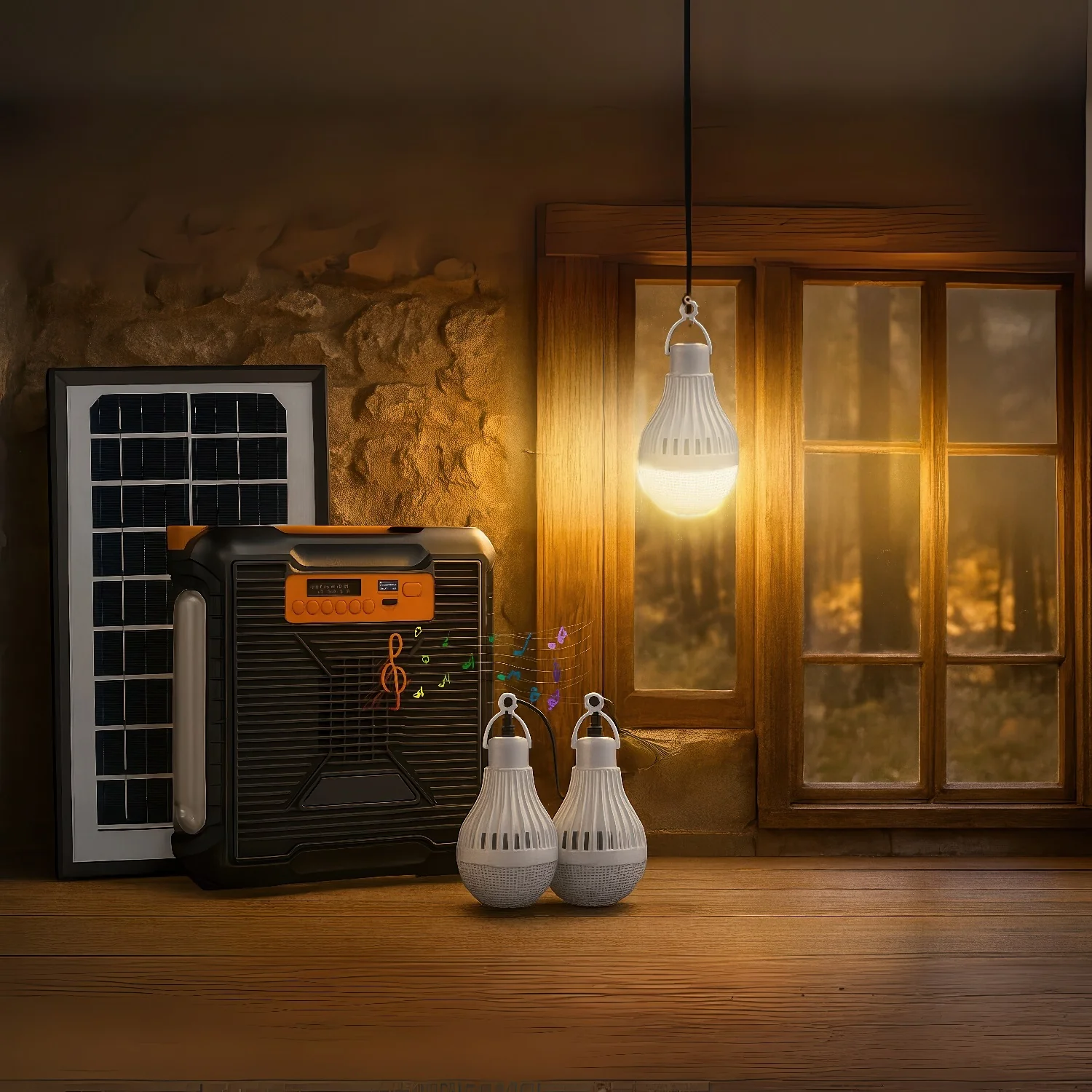 Estación De Energía Solar Portátil Multifuncional. Luz De Alta Potencia Para Exteriores E Iluminación Interior. Sistema Con Panel Solar. Power Bank Bateria Respaldo Incluye Bocina. - Image 2