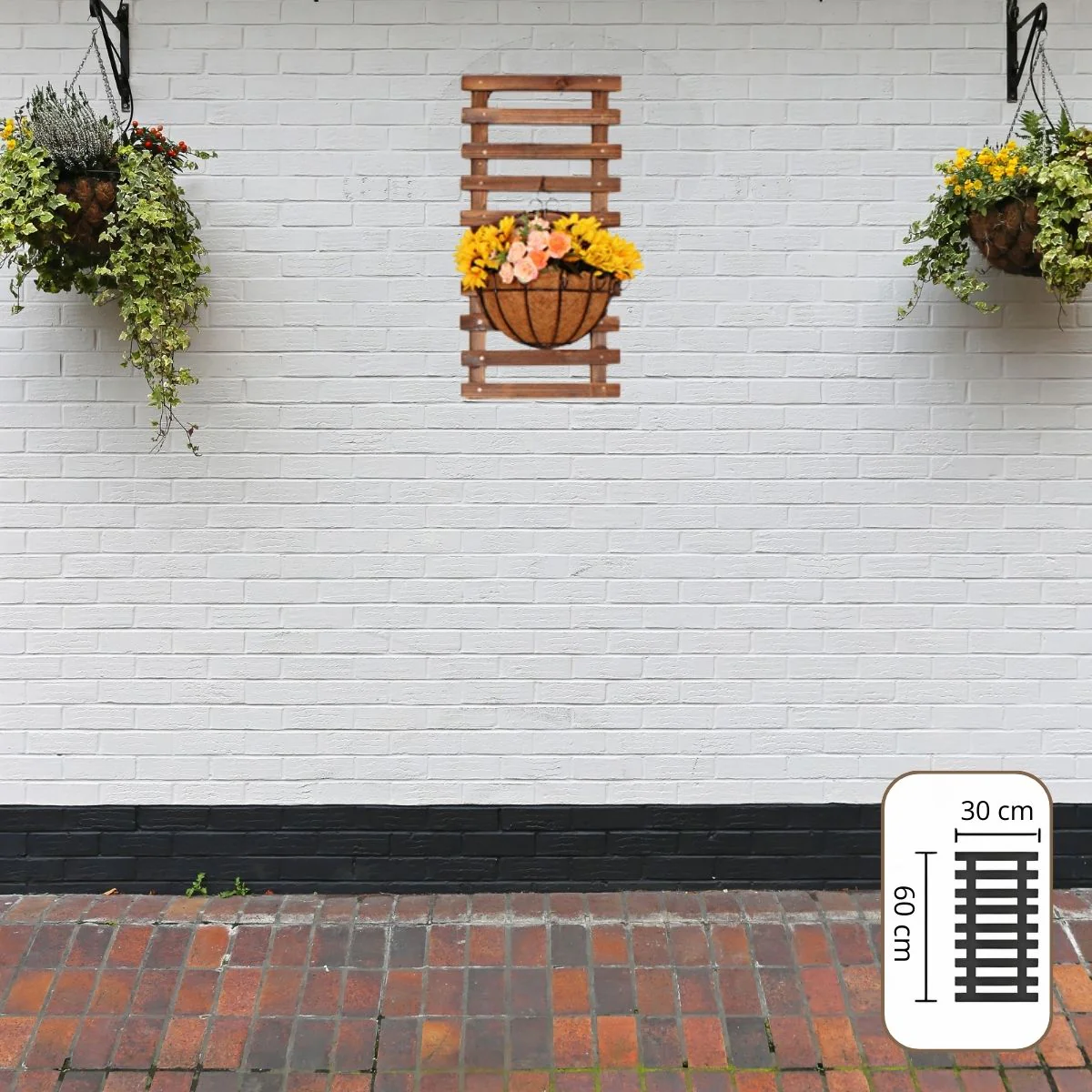 Estante De Pared Para Plantas.  Soporte Colgante Multifuncional De Madera Carbonizada. Perchero Para Colgar Helechos. 30X60 Cm