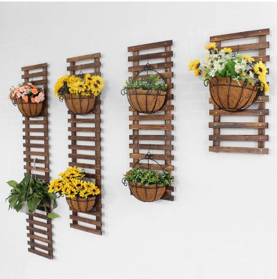 Estante De Pared Para Plantas. Soporte Colgante Multifuncional De Madera Carbonizada. Perchero Para Colgar Helechos. 30X90 Cm - Image 3
