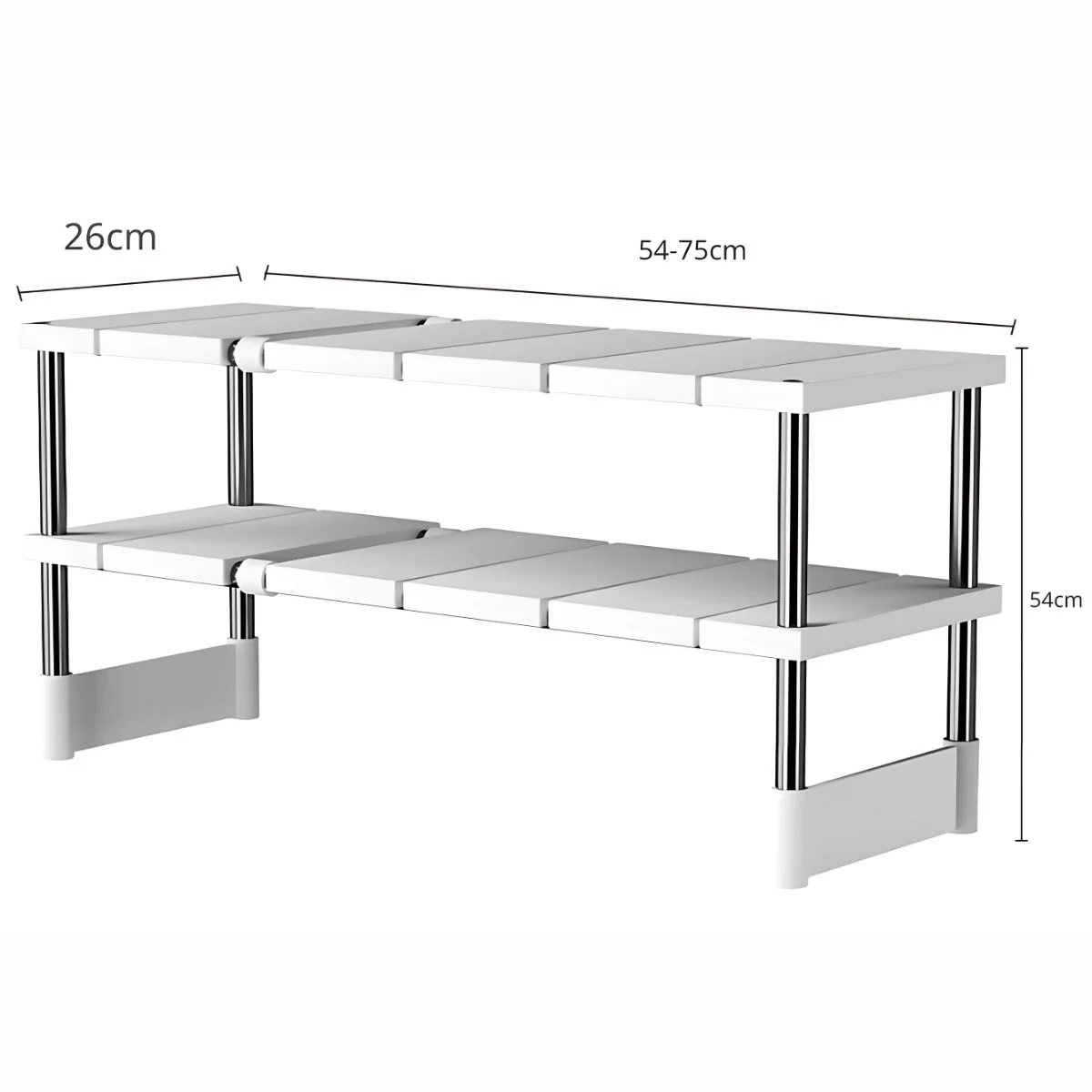 Estante Organizador Ajustable De 2 Niveles. Color Blanco. Repisa De Almacenamiento. Para Cocina Debajo Del Fregador - Image 4