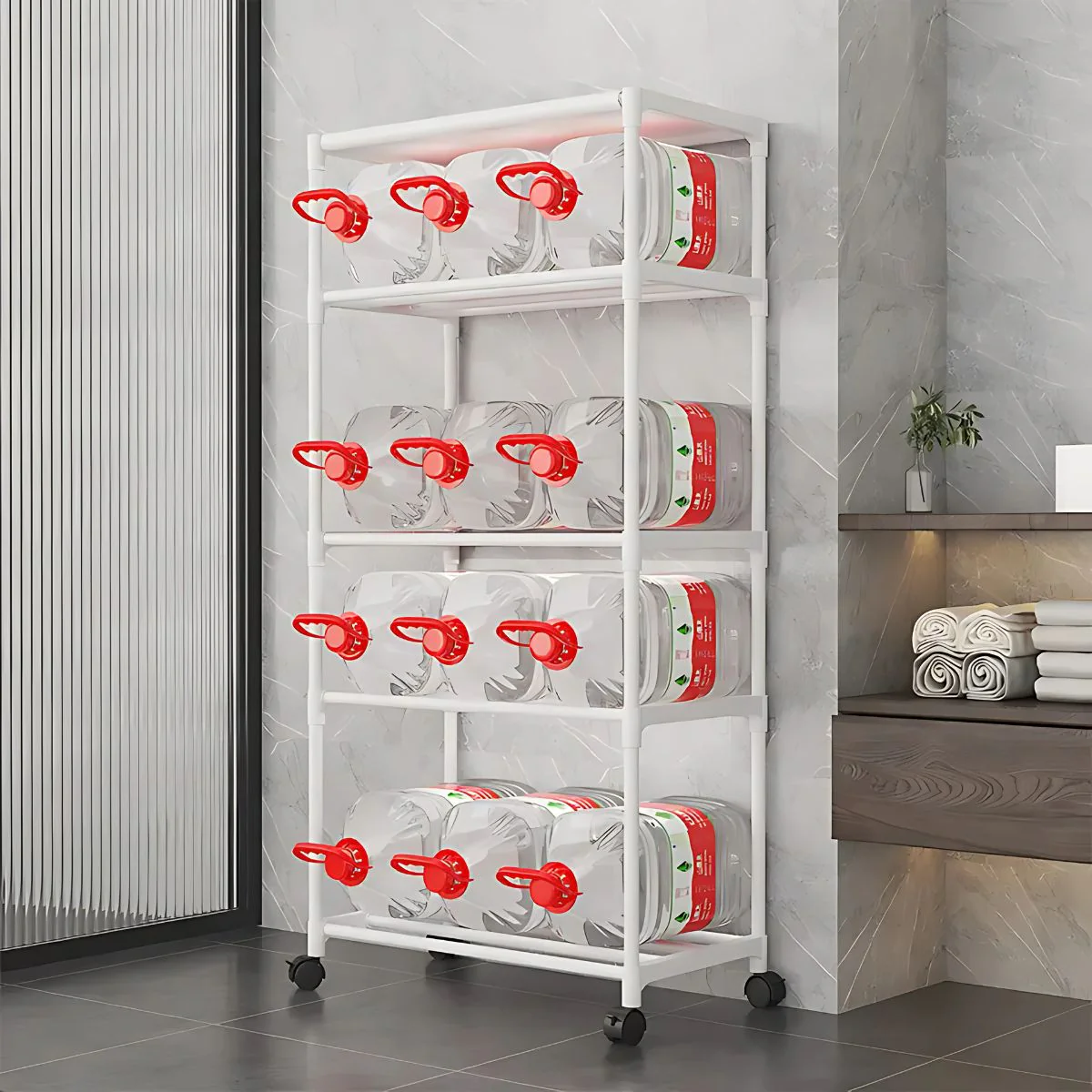 Estante Organizador De 5 Niveles Con Ruedas Para Baño, Cocina O Lavandería. Repisa Para Almacenamiento. 140X50.5X30cm Color Blanco. - Image 3