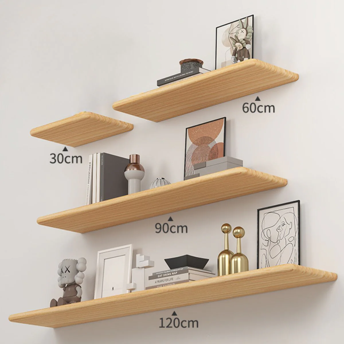 Estanterías Flotantes Repisas De Pared (Set De 4 Piezas). Tablillas De 20Cm De Ancho. Color Avellano.