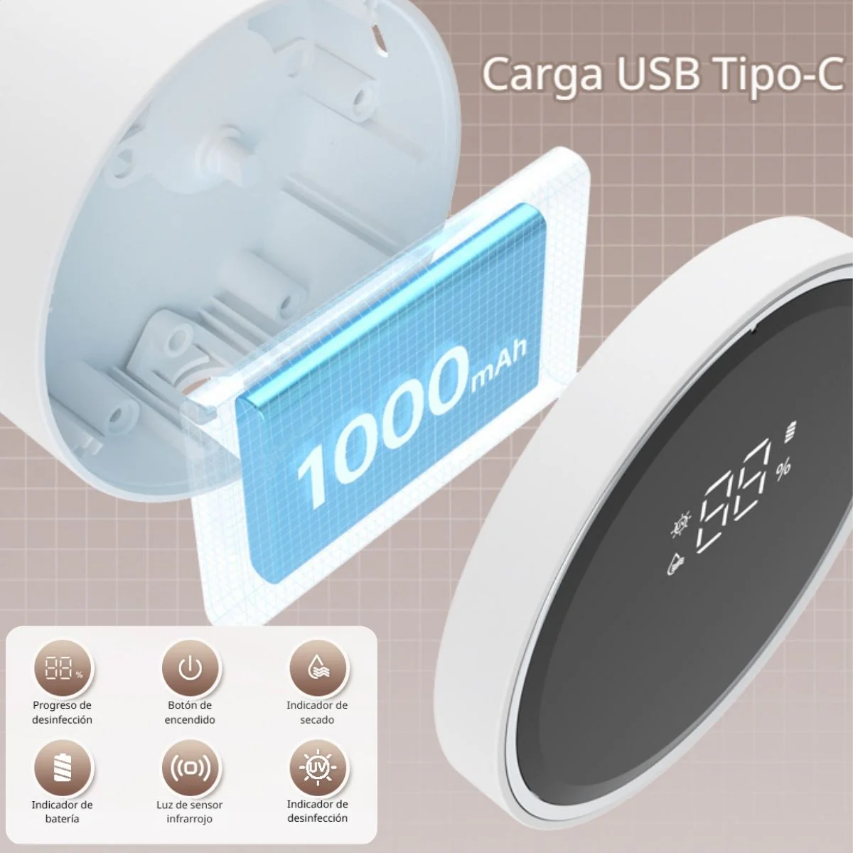 Esterilizador De Cepillo De Dientes Con Luz UVC+UVA De 5V. Soporte De Pared Para Cepillo De Plástico ABS Con Secado Automático Y Sensor Infrarrojo. - Image 5