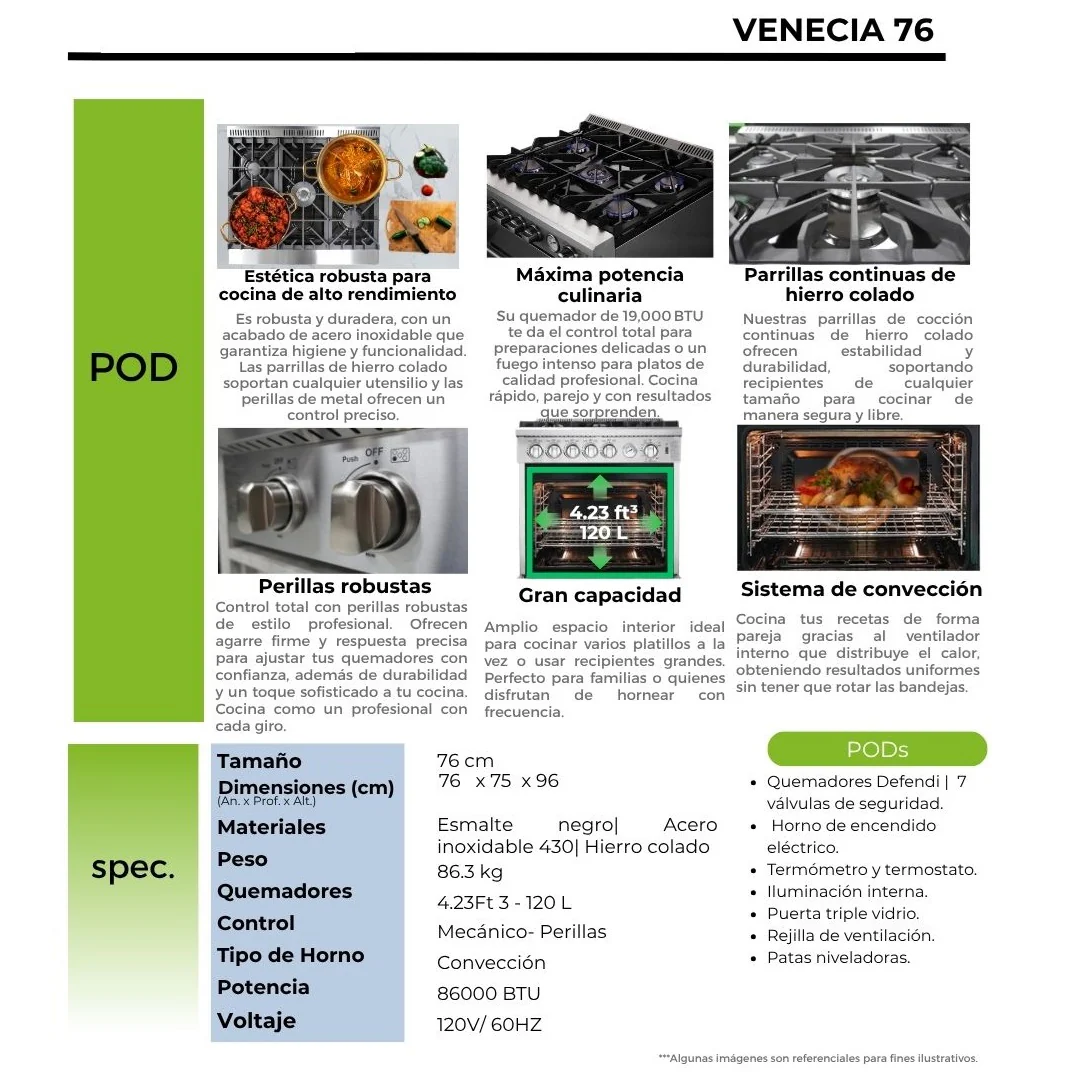 Estufa A Gas Venecia 76. Color Inox. - Image 3