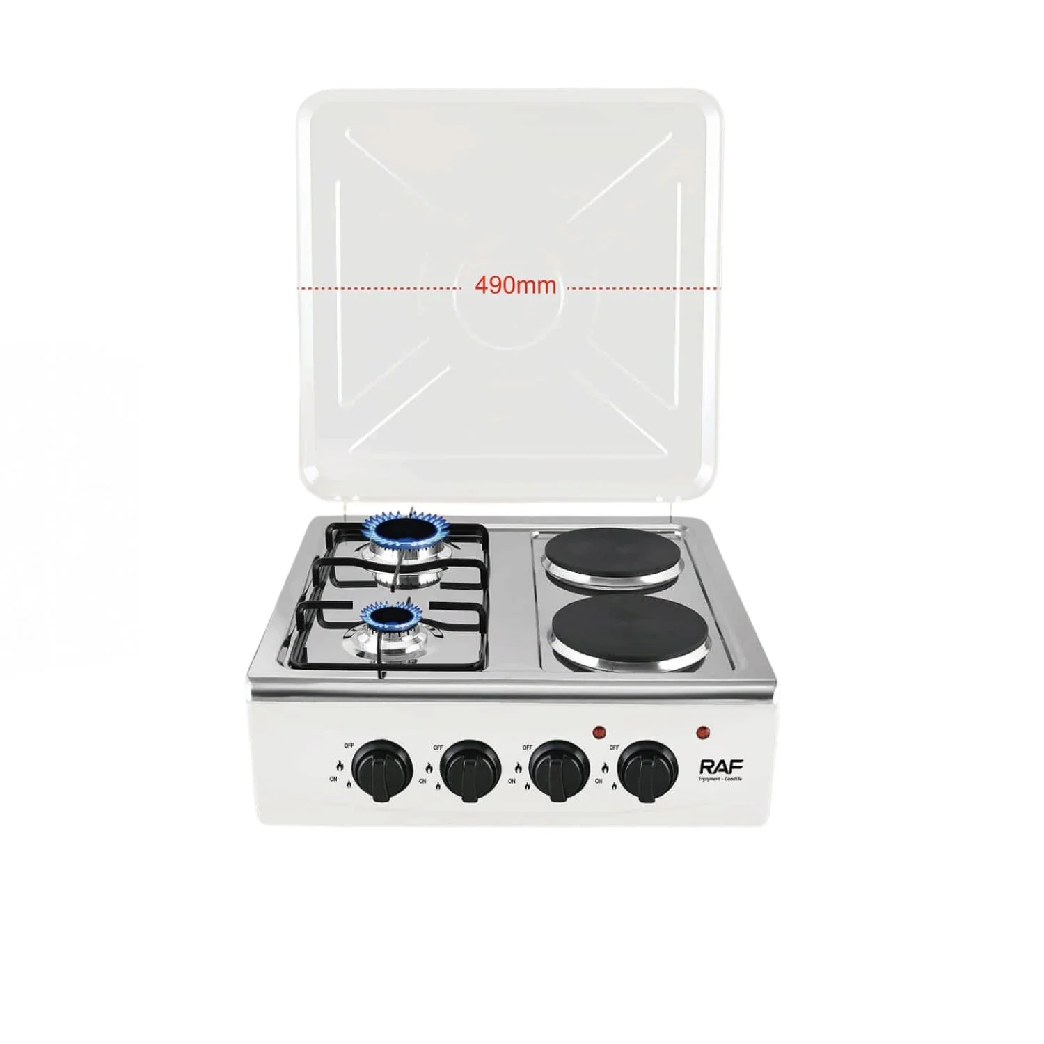 Estufa Combinada De 4 Quemadores 1000W (2 Gas Y 2 Eléctricos) Con Tapa Y Control Perilla.  Cocina Portátil. - Image 3