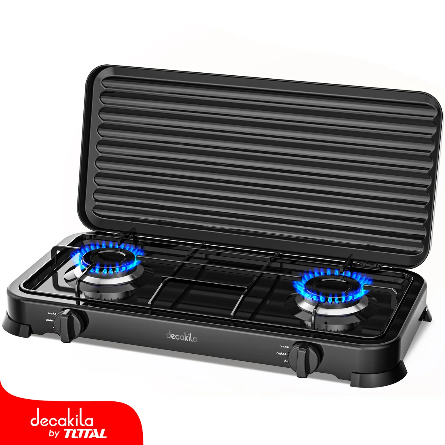 Estufa De Gas Portátil De Dos Quemadores, 2.2Kw Cubierta De Hierro Antideslizante. - Image 2