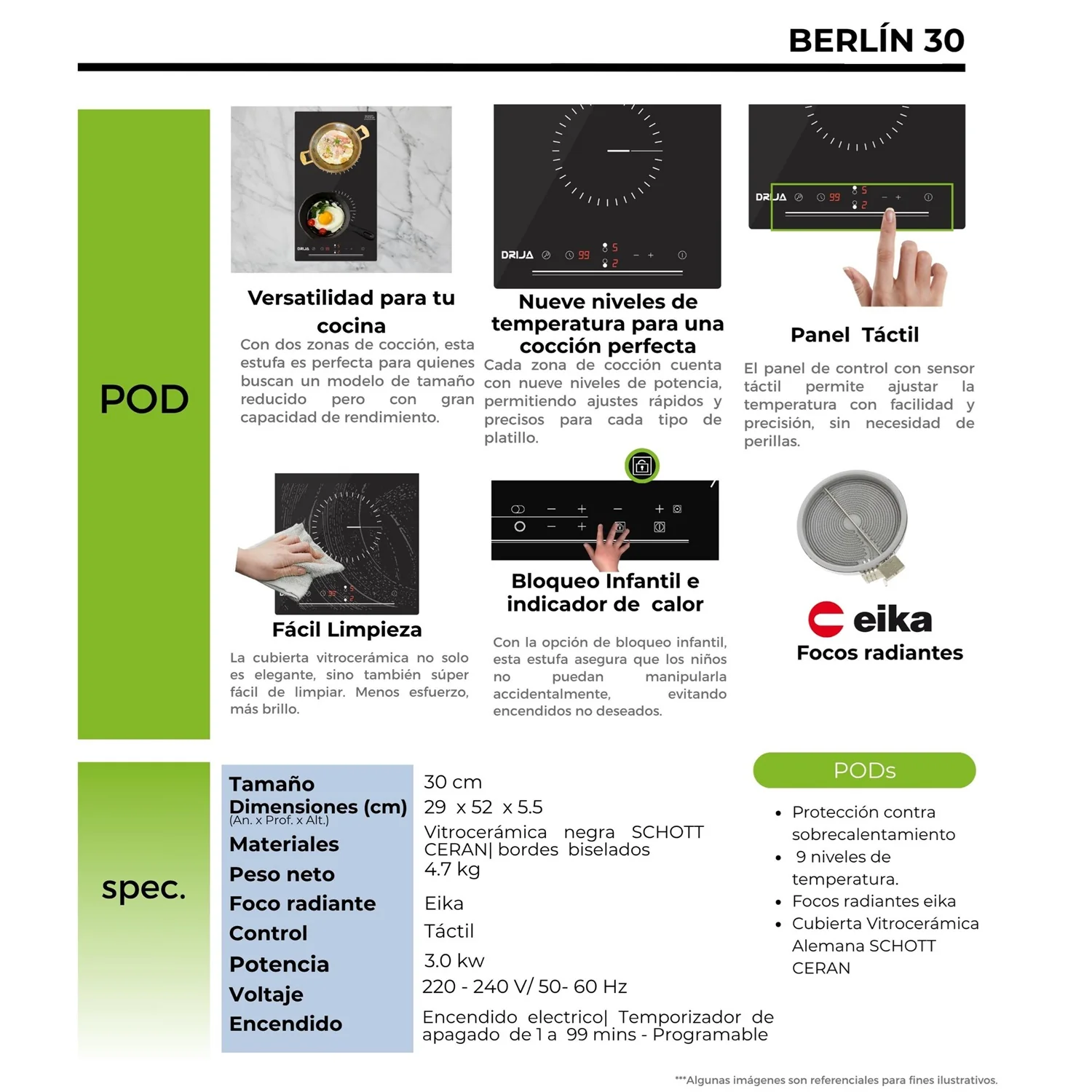 Estufa Empotrable Eléctrica Vitrocerámica Berlin 30. - Image 3