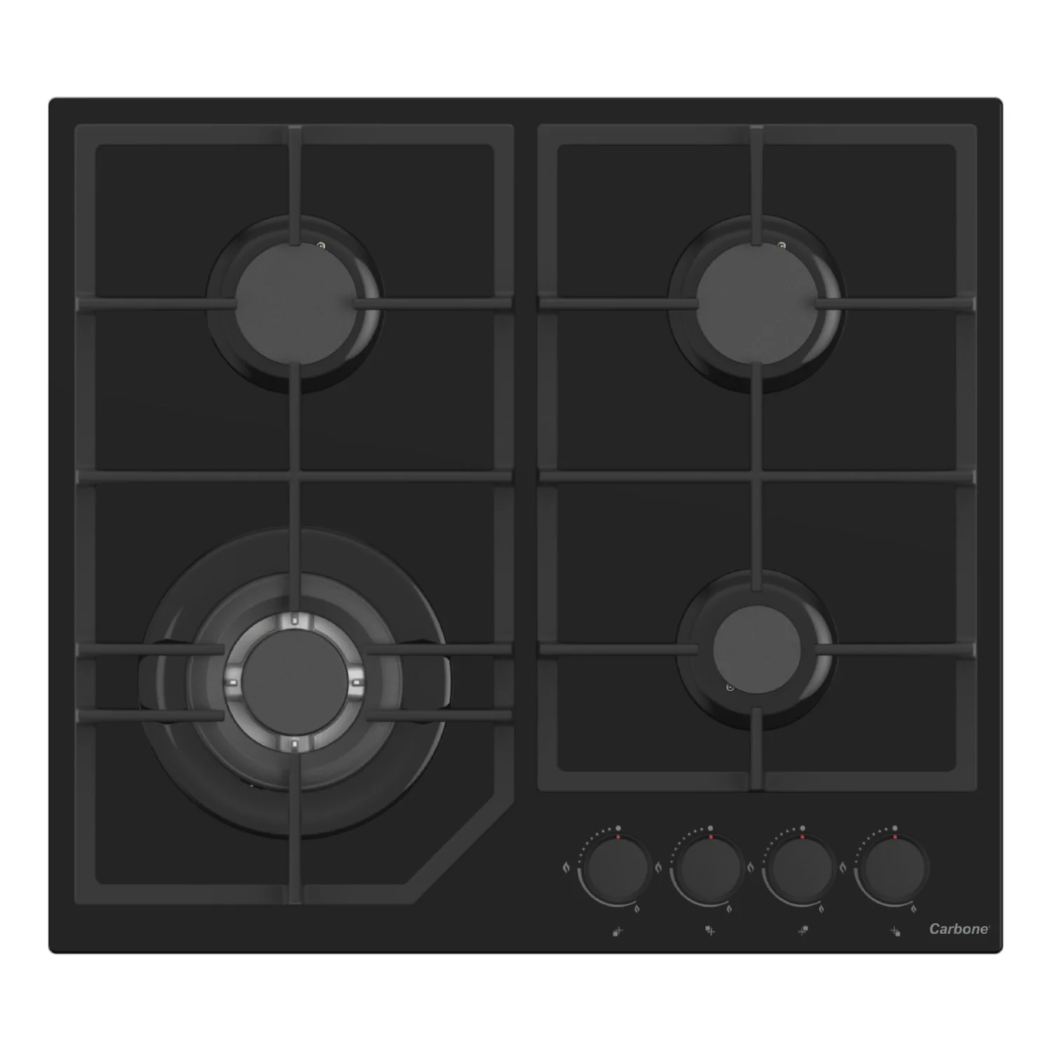 Estufa Empotrable 60Cm De Vidrio Templado Negro, 4 Quemadores Gas SABAF Y 1 Wok 5Kw 110V - Image 3