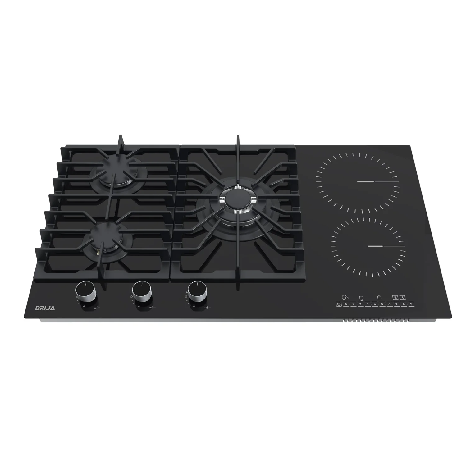 Estufa Empotrable Dual A Gas Y Eléctrica Sicilia Touch 90. Color Negro