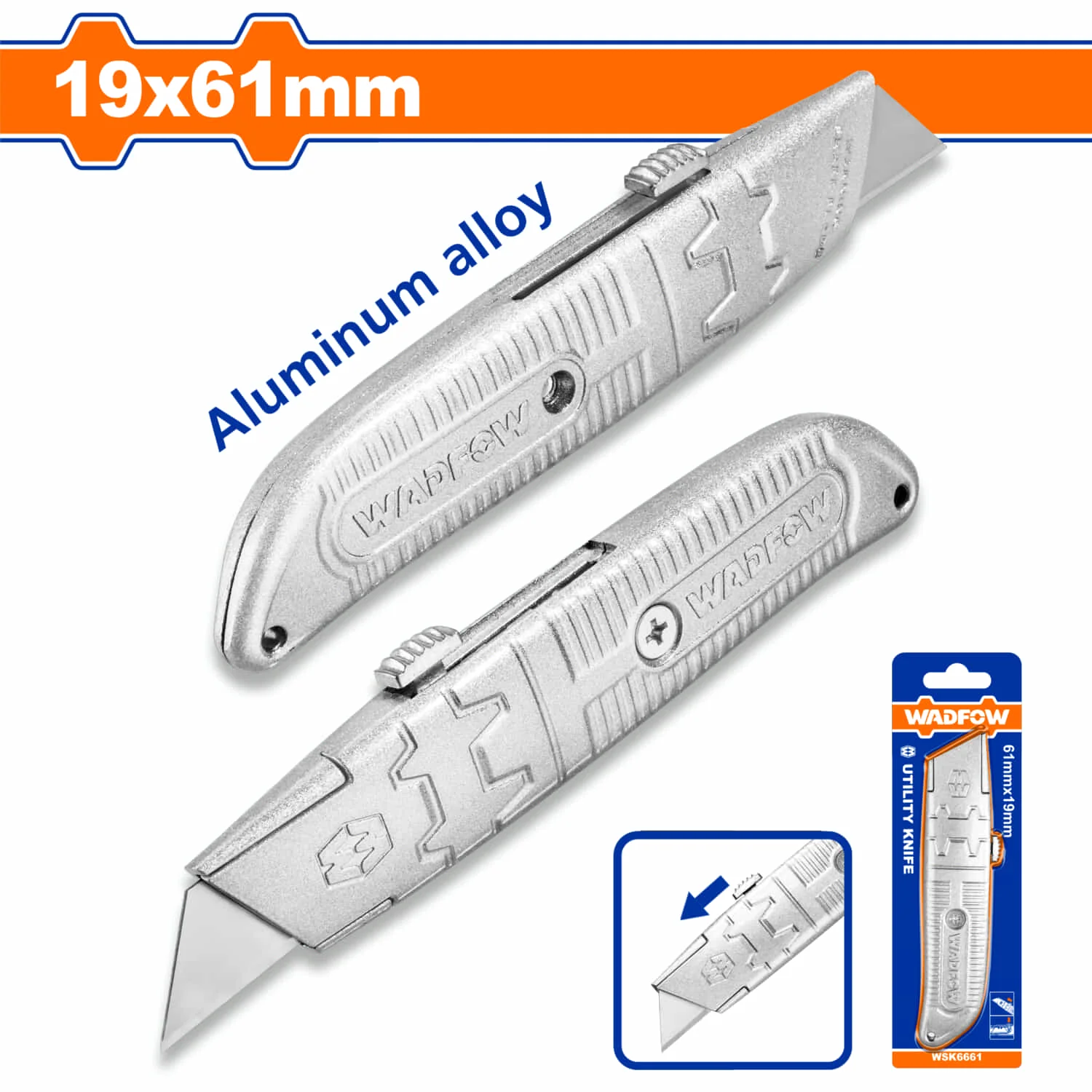 Exacto Con Cuerpo De Aluminio 19X61mm. Bloqueo Automático. 1 Hoja SK5.