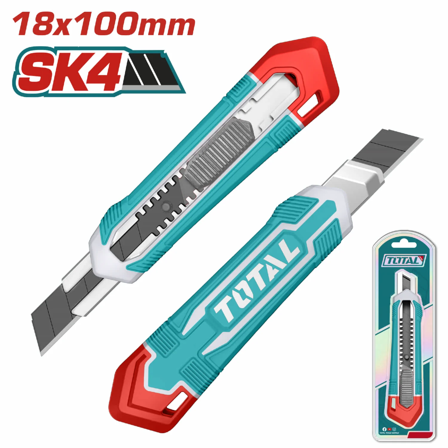 Exacto De 179Mm. Con Cuchilla De 18X100mm. Botón De Empuje Plano. 1 Hoja De SK5 (THT519112)