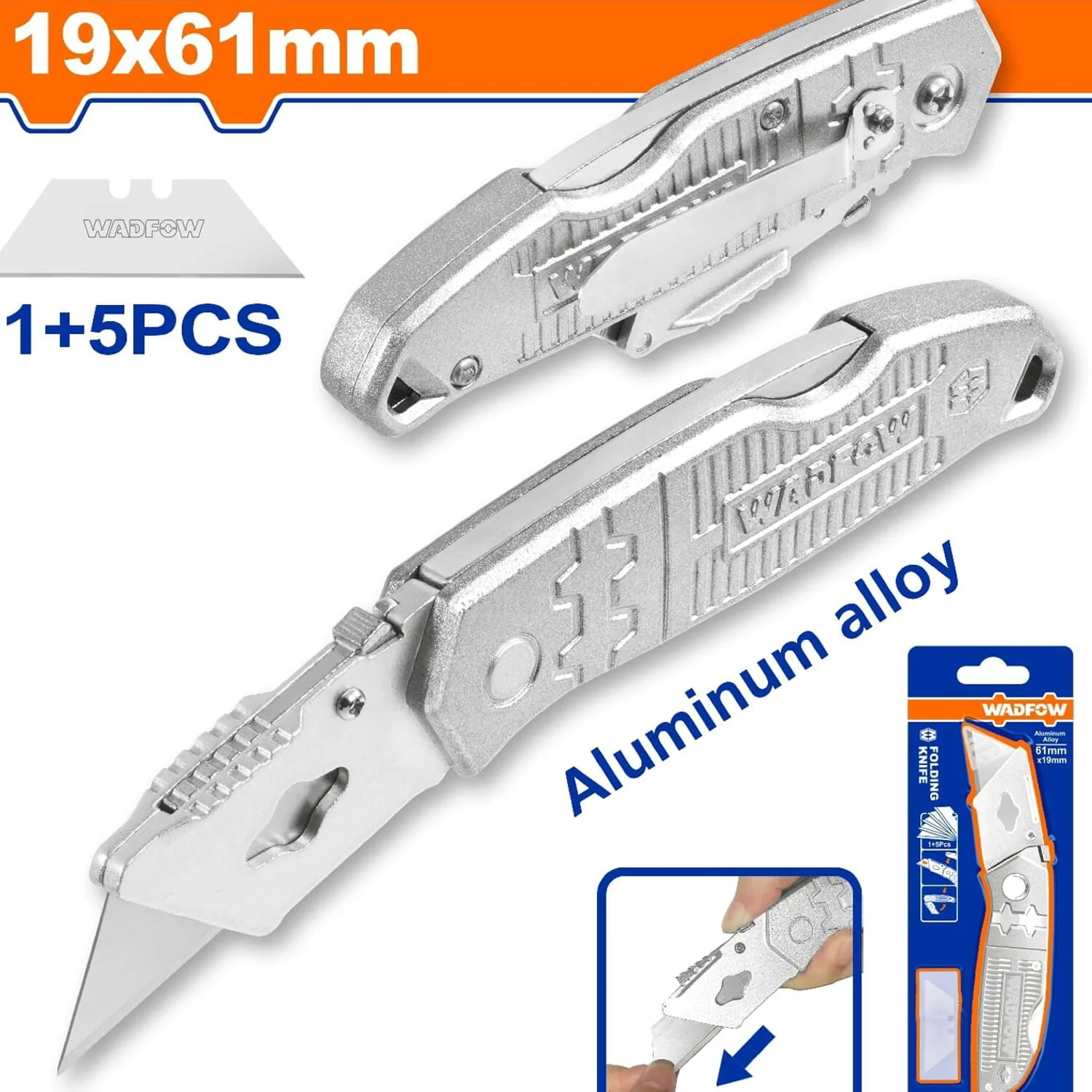 Exacto Plegable Con Mango De Aluminio. Cuchillas 19 X 61Mm. Con 5 Cuchillas. - Image 2