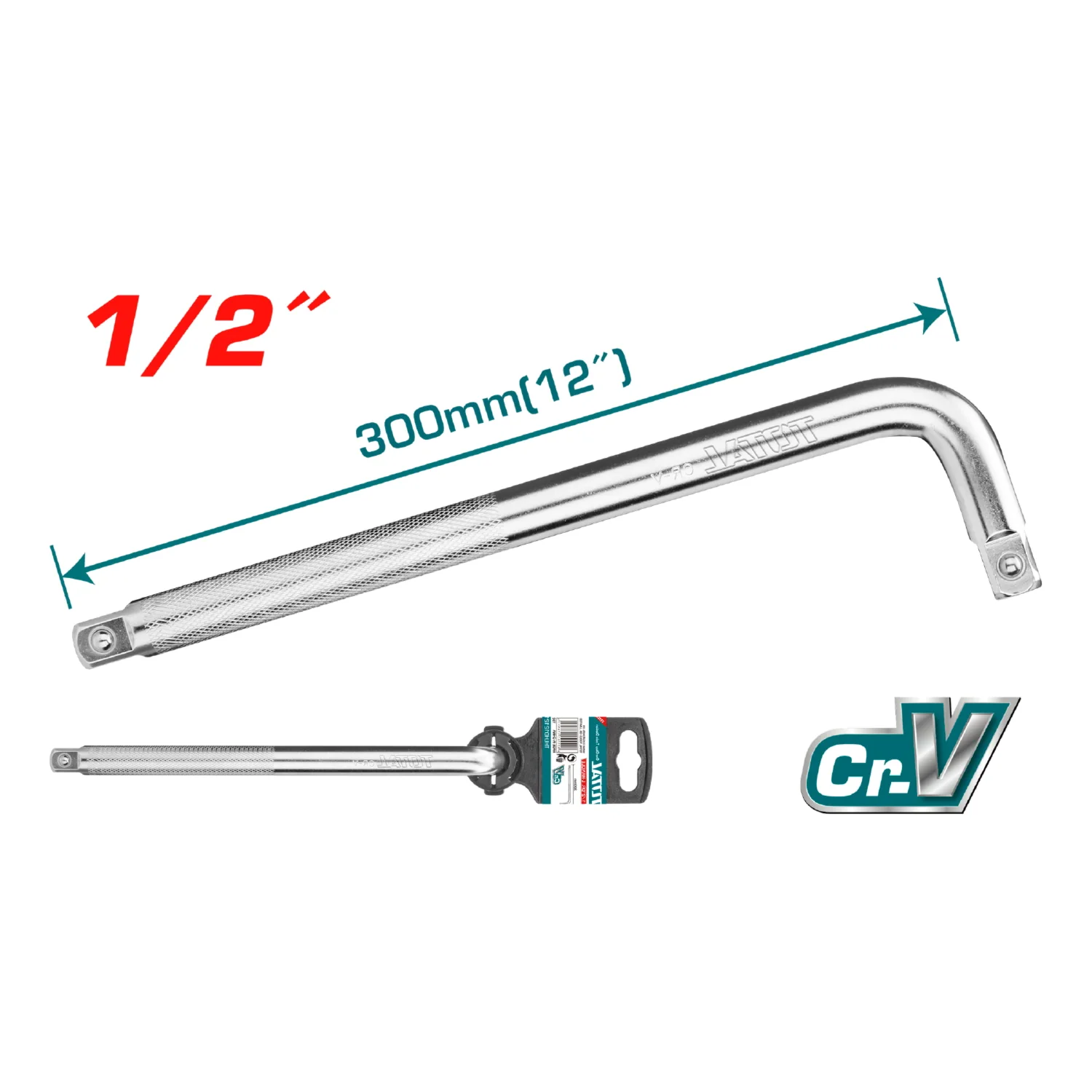 Extension Barra En L De 1/2" DR. Longitud: 12" (300Mm). Cr-V (50 BV 30). Cromado. - Image 2
