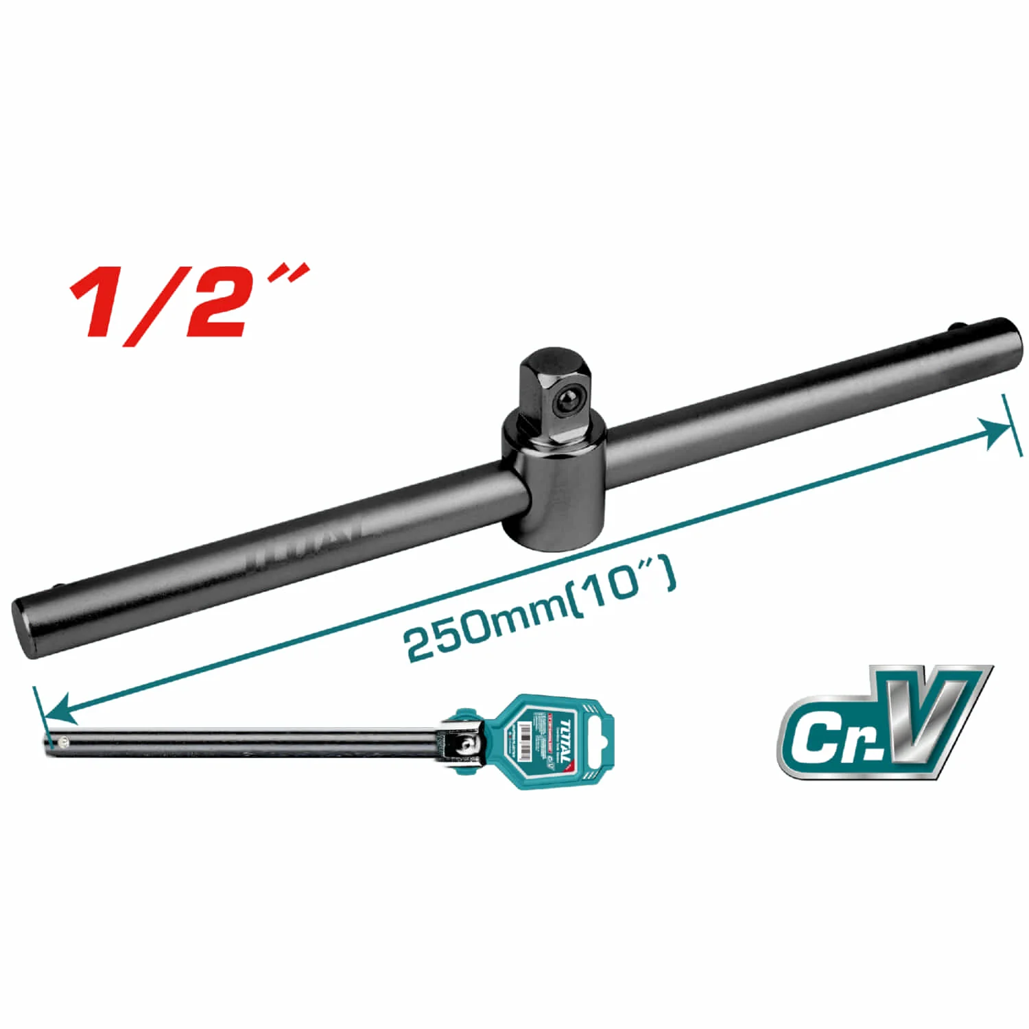 Extension Barra En T Deslizante De 1/2" DR. Longitud: 10" (250Mm). Cr-V (50 BV 0). Cromado.