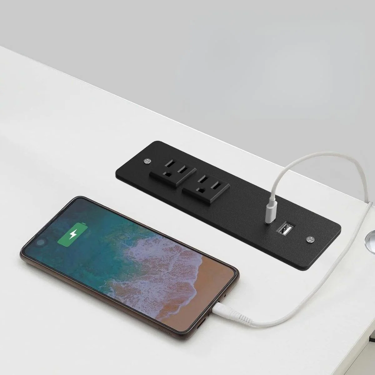Extension Toma Corriente Empotrable Con 2 Enchufes Y 2 Puertos USB +USB-C. Extensión Eléctrica. Regleta Oculta Para Muebles. - Image 2