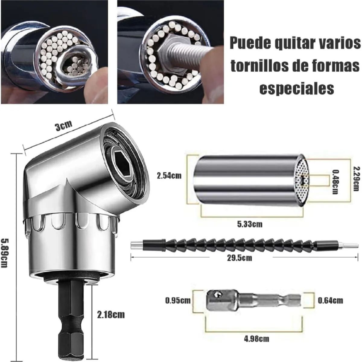 Extensiones De Brocas Flexibles. Juego De 24 Piezas. Incluye Soporte Para Brocas, Enchufe De Junta Giratoria De 1/4”, 3/8” Y 1/2”. Kit Set - Image 5
