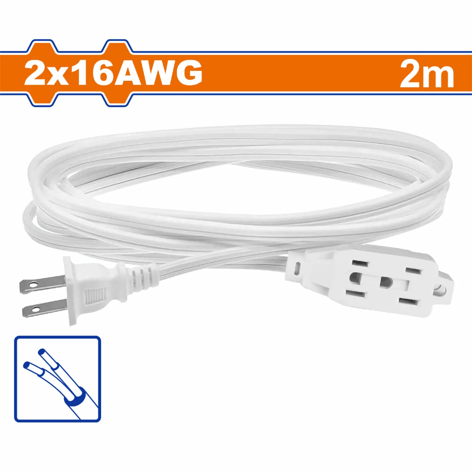 Extensiones Eléctricas Polarizada De 2 Salidas. 125Volt-60Hz. 2X16awg. Corriente 13A. CCA. - Image 2