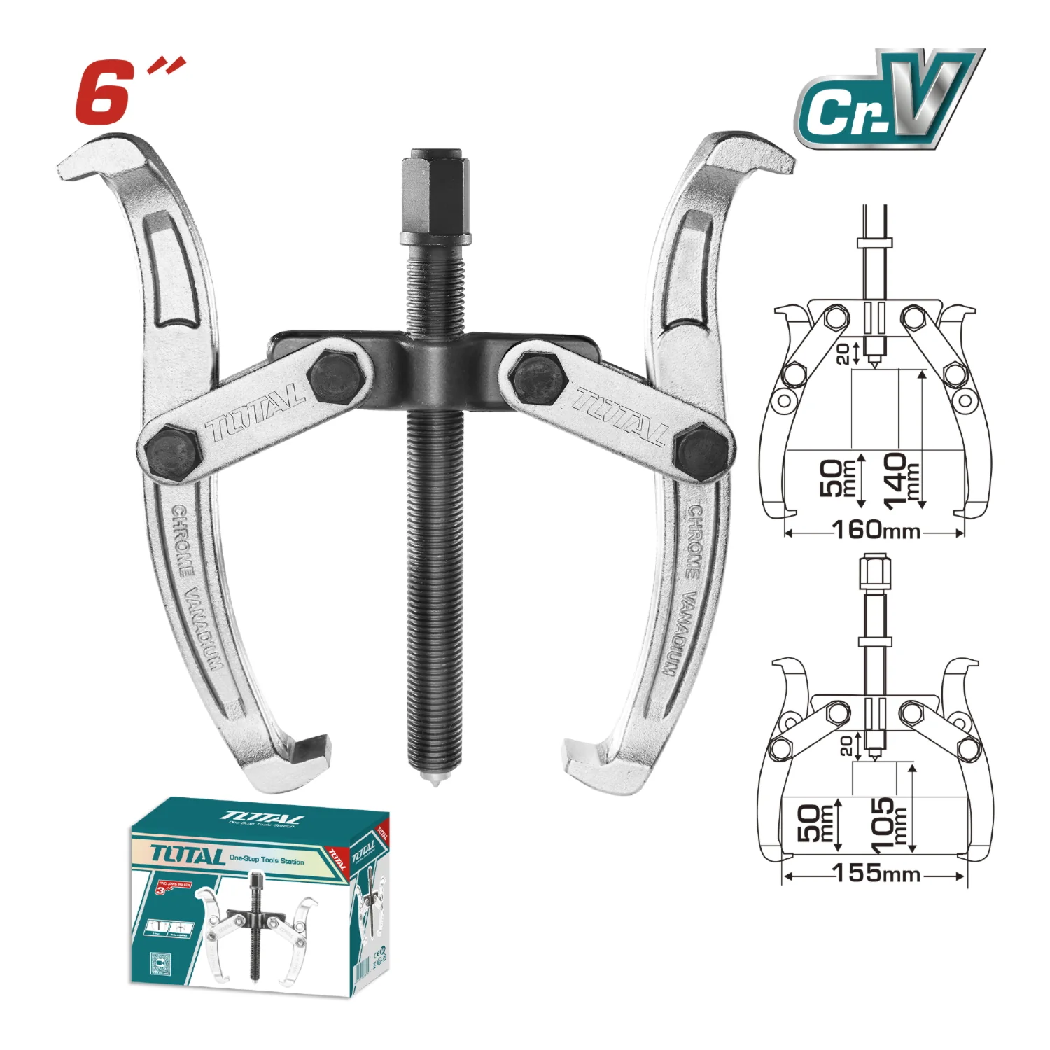 Extractor De 2 Mandibulas De 6". Maxima Fuerza 5000 Kg Cr-V, Tratamiento Termico. - Image 2
