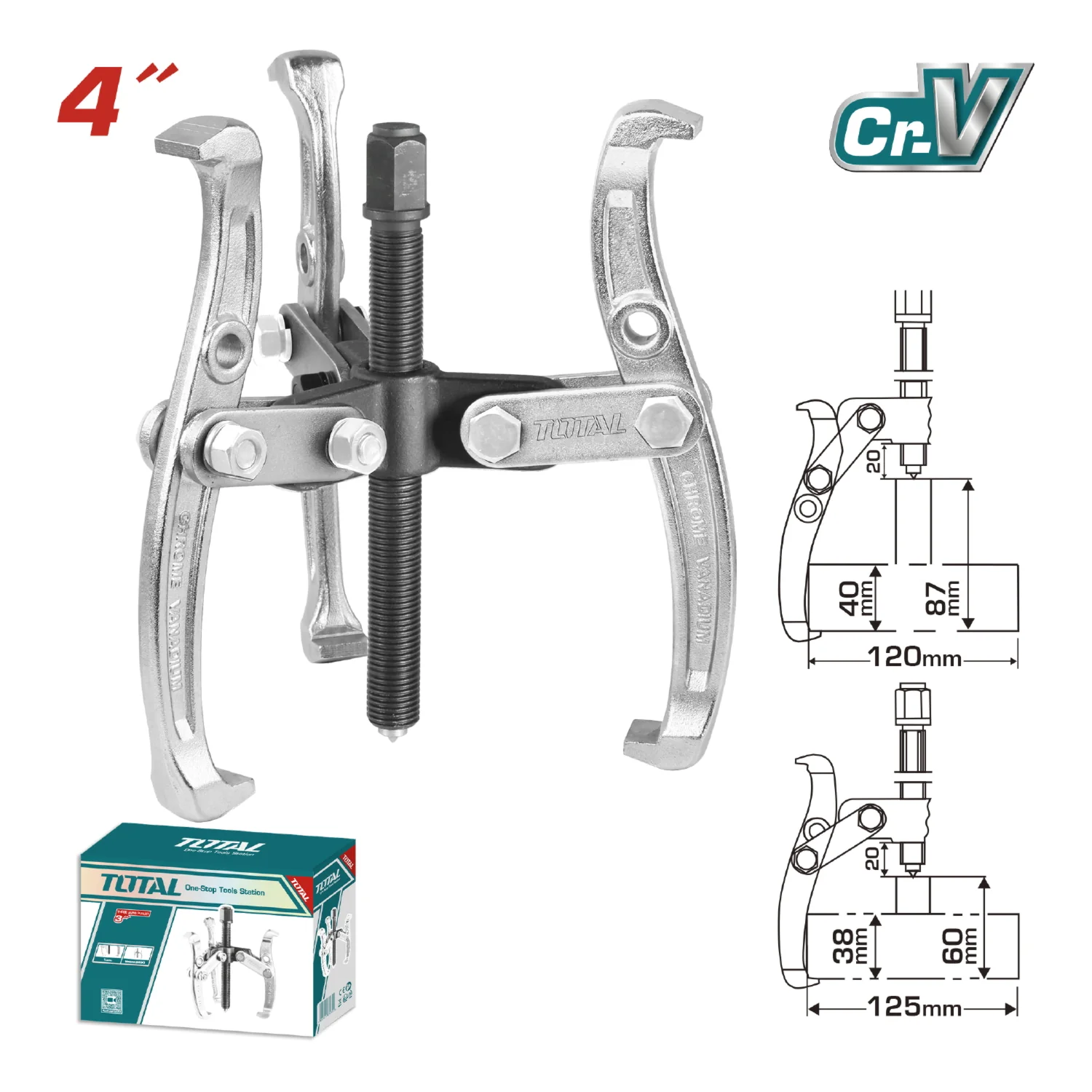 Extractor De 3 Mandibulas De 4". Maxima Fuerza 4000 Kg Cr-V, Tratamiento Termico. - Image 2