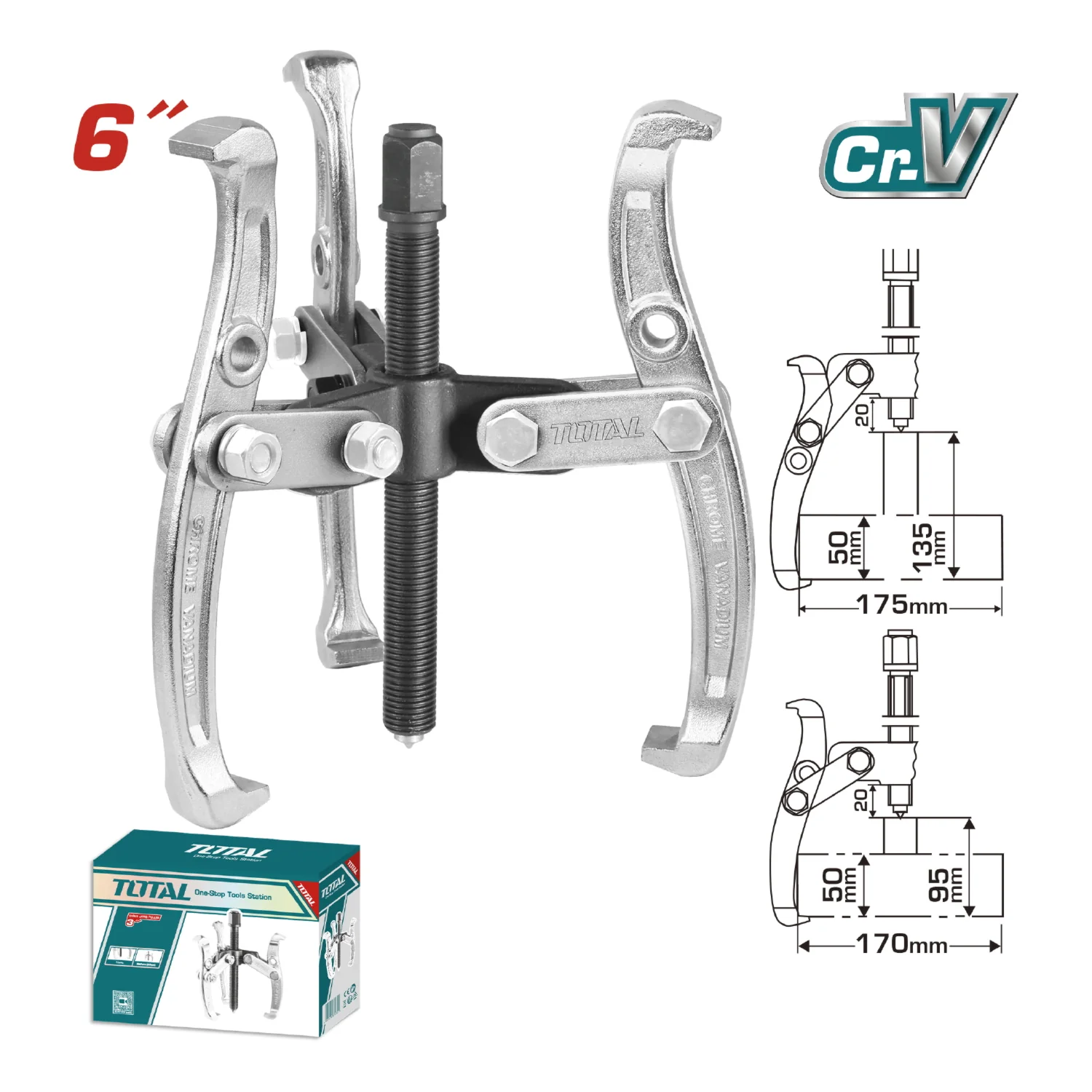 Extractor De 3 Mandibulas De 6". Maxima Fuerza 6000 Kg Cr-V, Tratamiento Termico. - Image 2