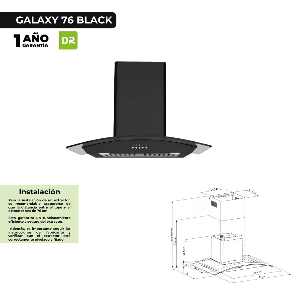 Extractor De Grasa Galaxy 76. Color Negro Mate. - Image 2