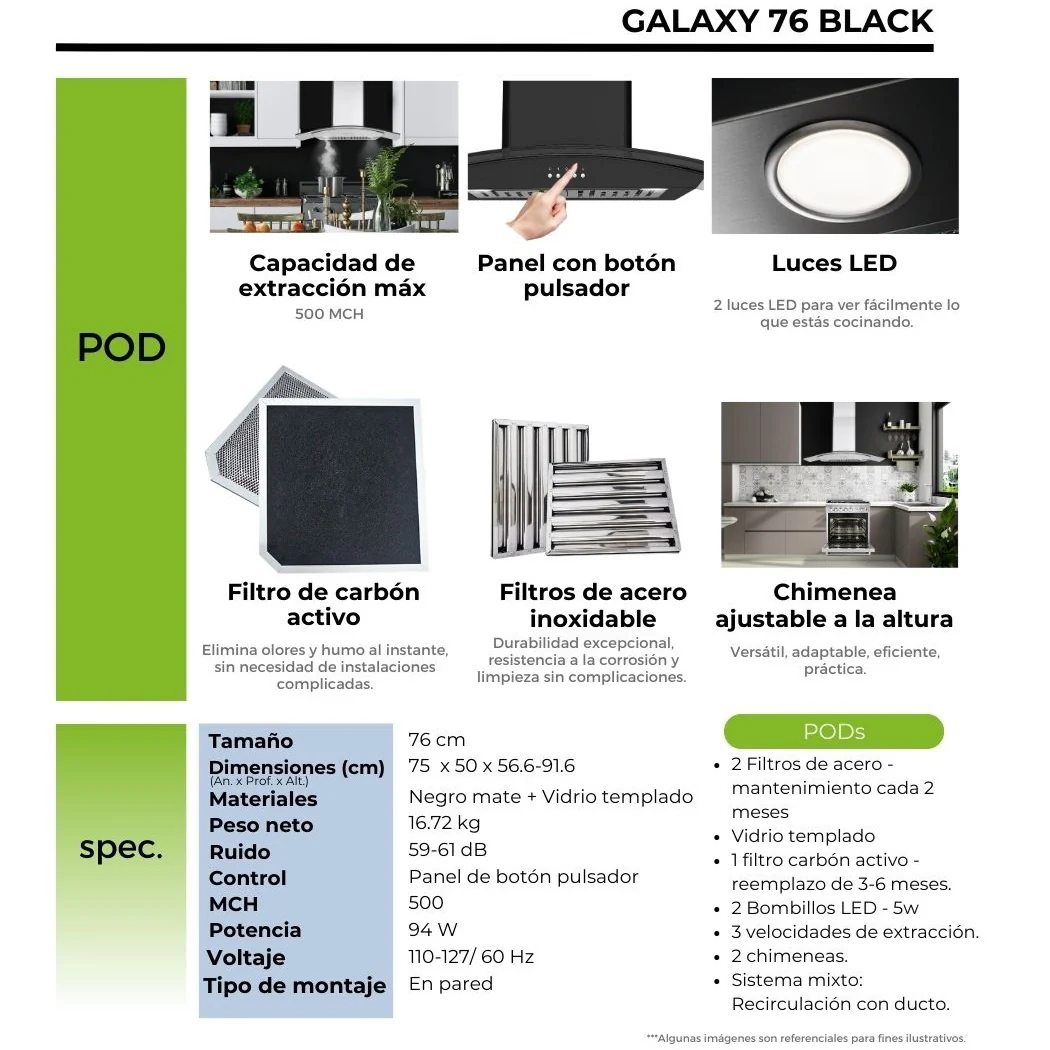 Extractor De Grasa Galaxy 76. Color Negro Mate. - Image 3
