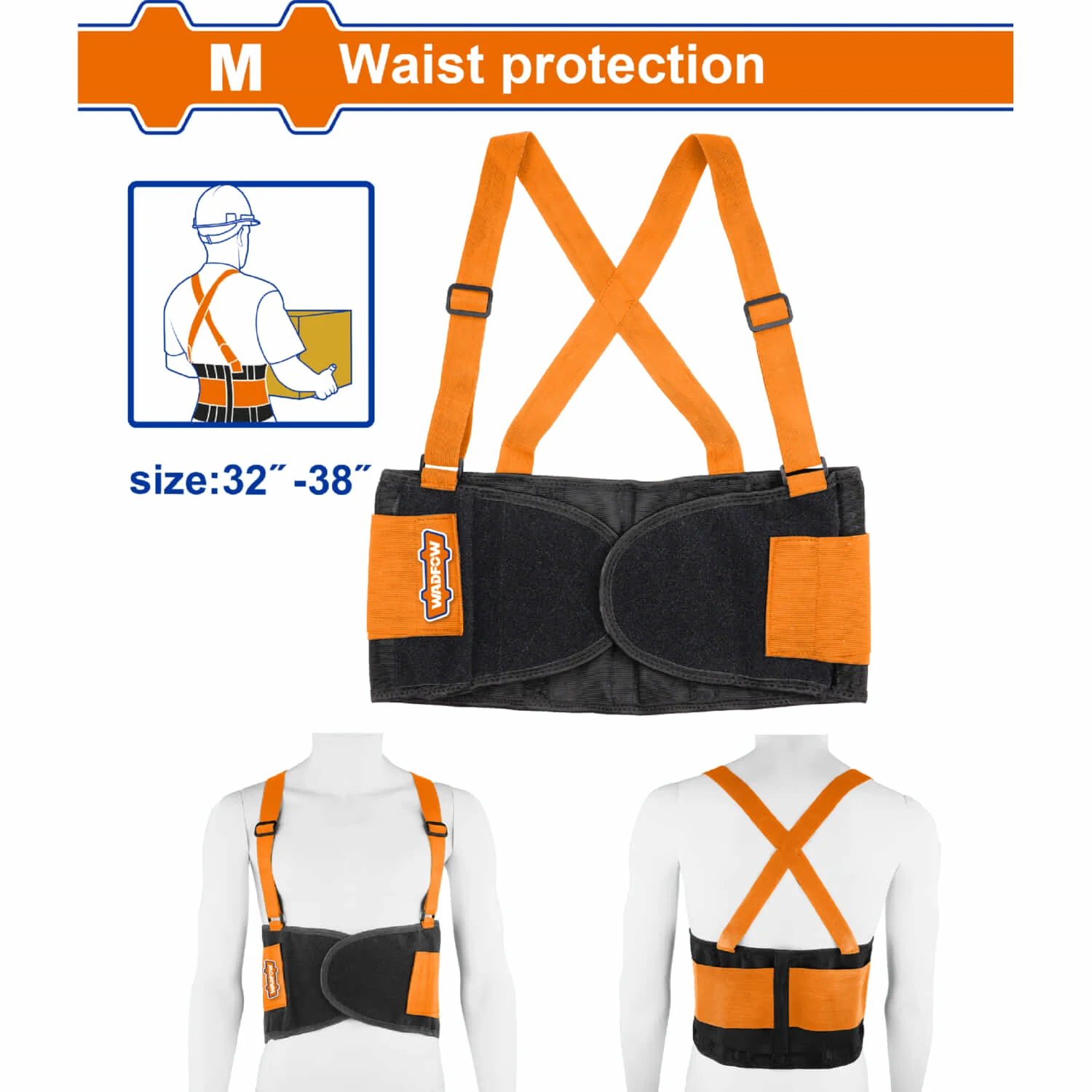 Faja Cinturon De Soporte Lumbar Para La Espalda. Cinturón Tamaño: M (Tamaño De Cintura: 32"-38") Longitud: 102Cm Material: Poliéster.