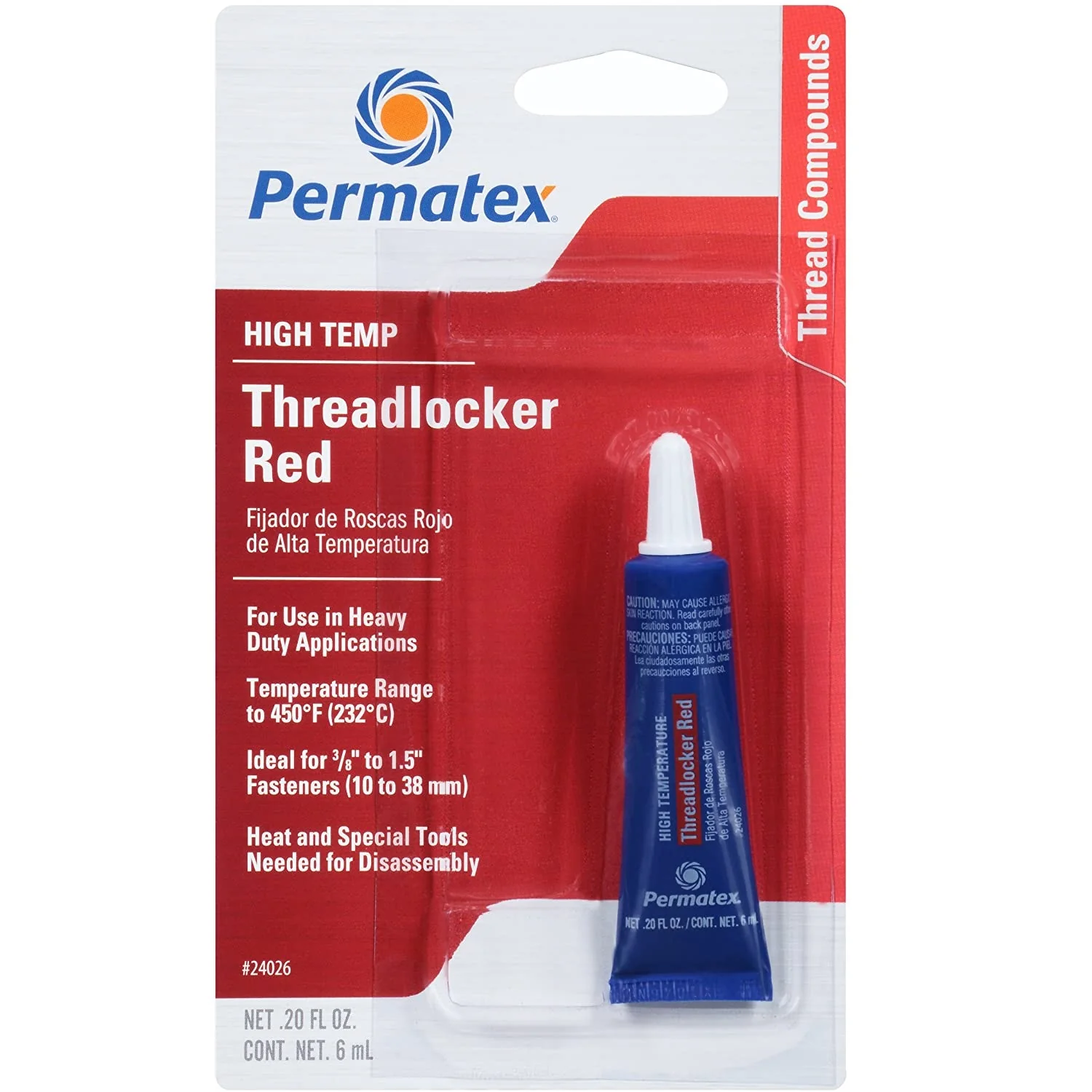 Fijador De Roscas De Alta Temperatura Rojo Permatex 6 Ml.