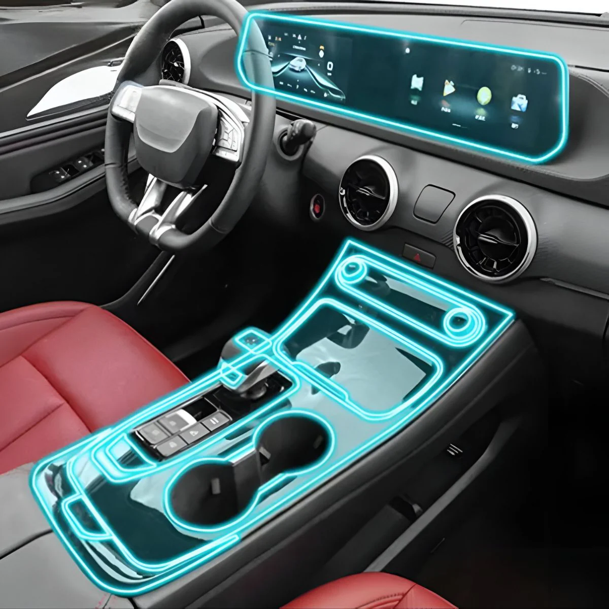 Film Protector Para Interior De Auto Forthing T5 EVO. Proteje La Pantalla Y Consola.