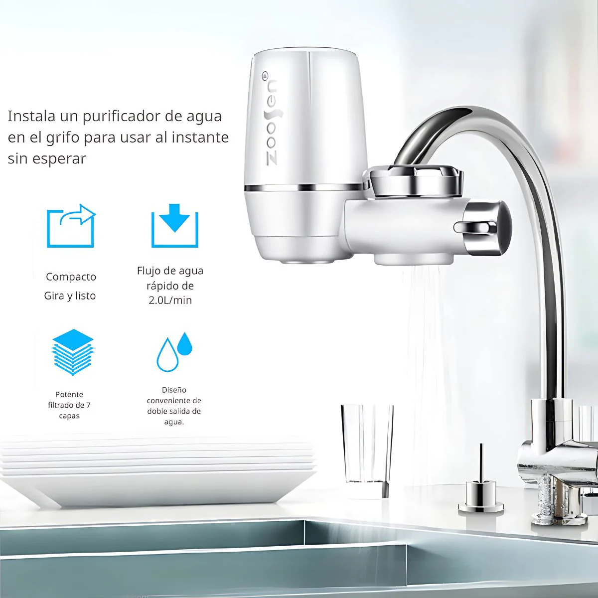 Filtro De Agua Para Grifo. Purificador De Agua De 7 Etapas Ideal Para Llave De Fregadero. - Image 3