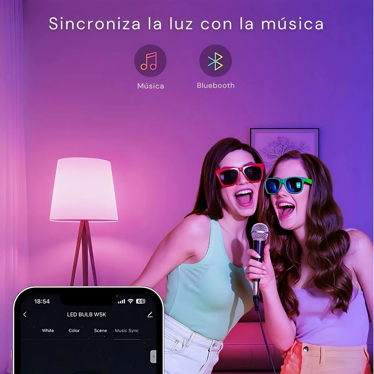 Foco Bombillo Inteligente LED RGB Wifi+Bluetooth. 9W Foco Iluminación RGB Con App Y Control Remoto Compatible Con Alexa Y Google Assistant. Bombilla - Image 4