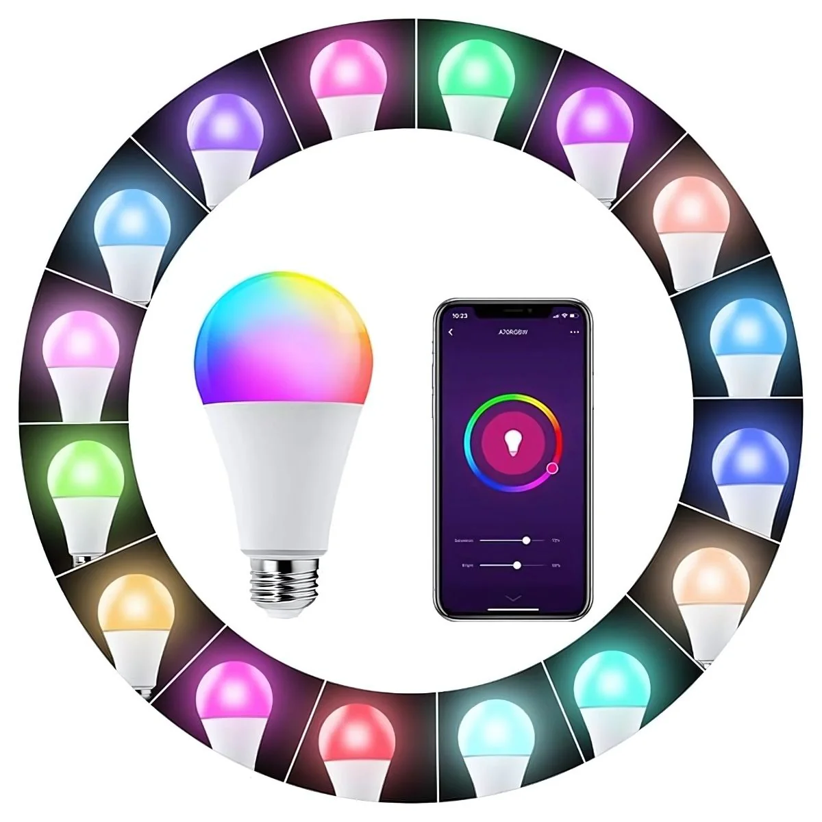 Foco Bombillo Inteligente LED RGB Wifi+Bluetooth. 9W Foco Iluminación RGB Con App Y Control Remoto Compatible Con Alexa Y Google Assistant. Bombilla - Image 5