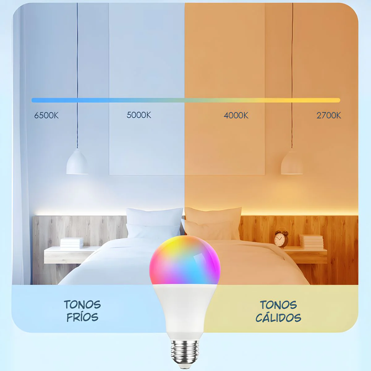 Foco Bombillo LED Inteligente RGB 15W Wifi Y Bluetooth. Luz Multicolor Regulable Con Control Remoto Y App . - Image 3
