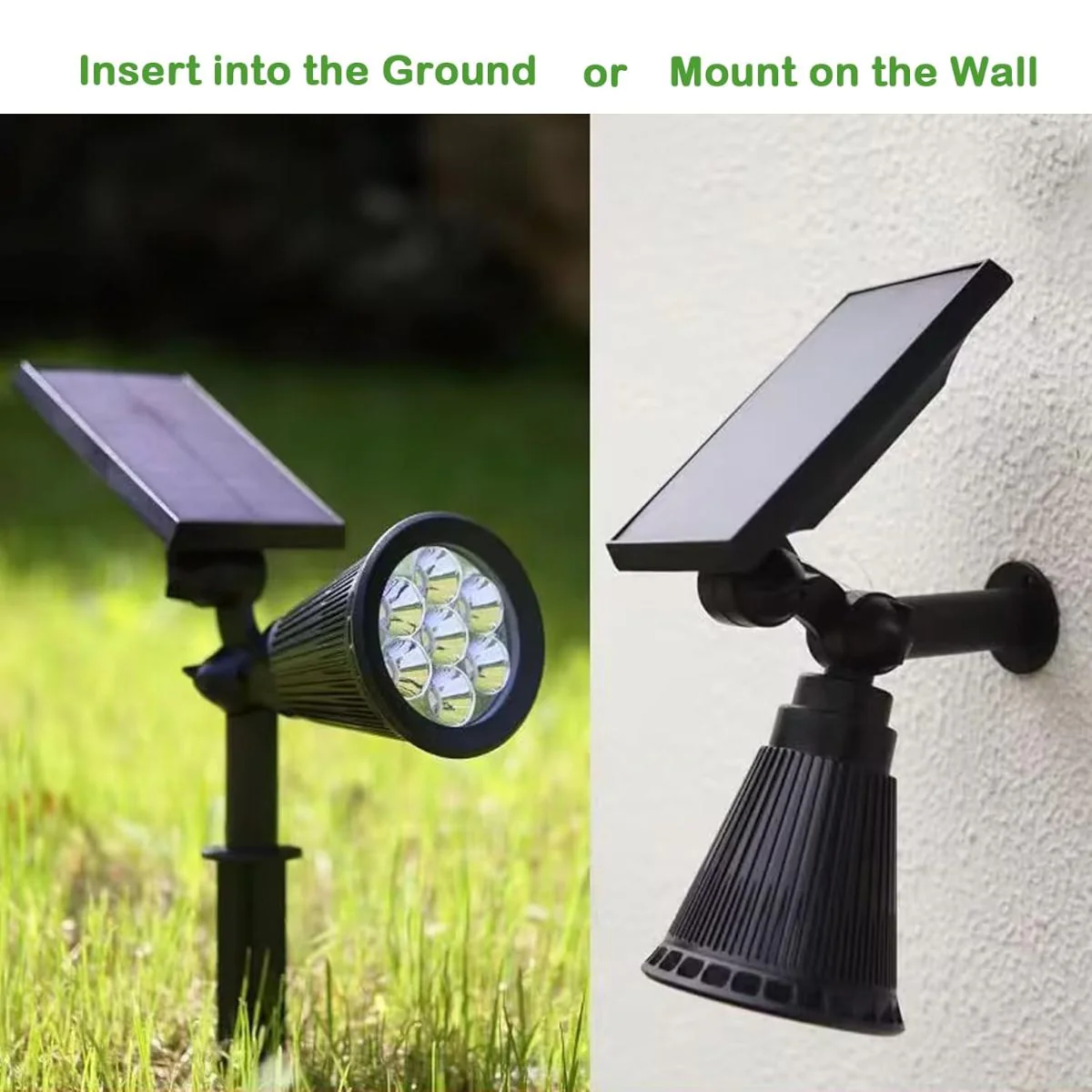 Foco Lampara Solar Para Césped O Pared 7LED. Color Negro. Reflector Solar Para Jardín. (Luz Blanca ) - Image 3