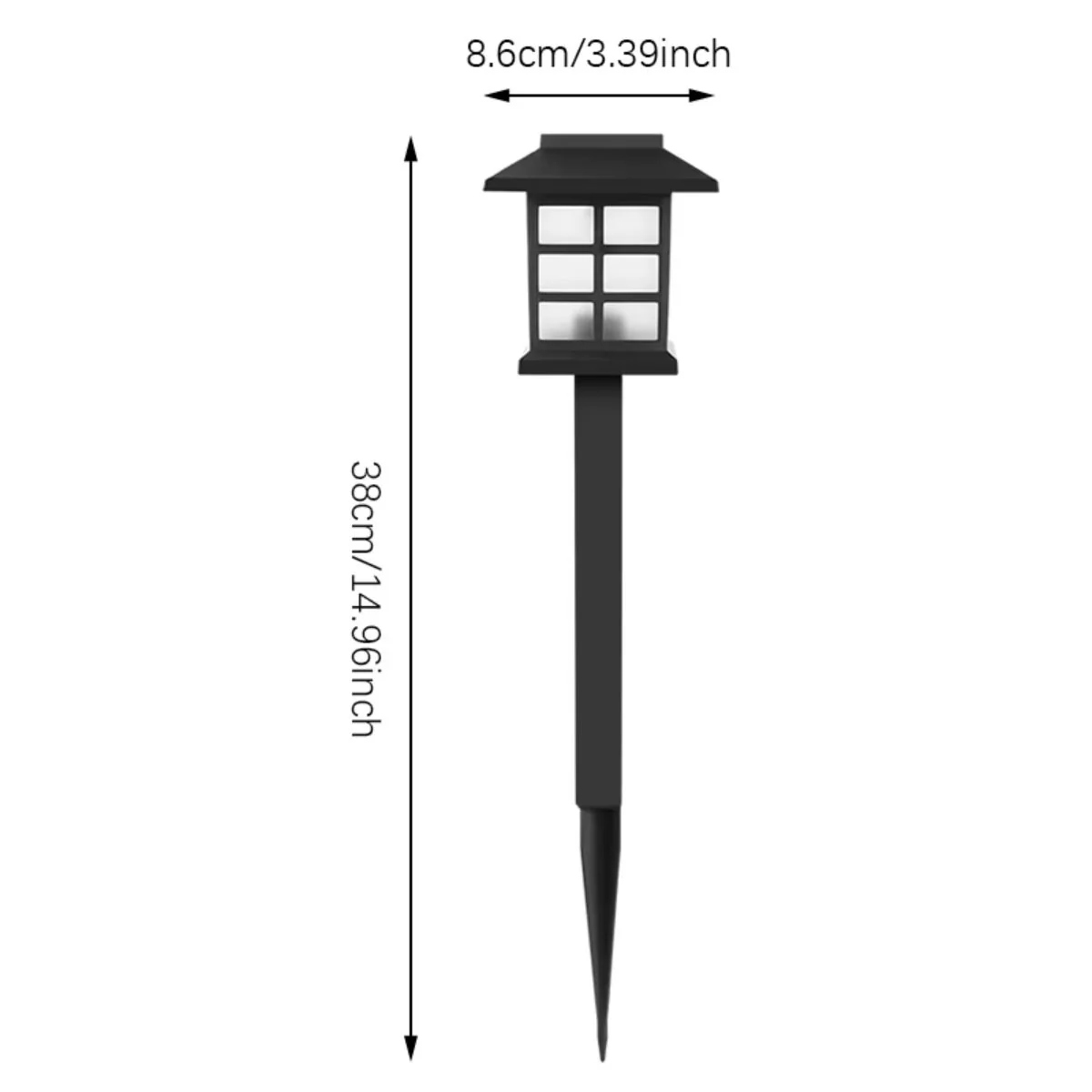 Foco Lampara Solar Para Césped Tipo Estaca LED. (SE VENDE EN PARES) Lampara Negra Con Panel Solar Integrado. Para Jardín. (Luz Cálida) - Image 6