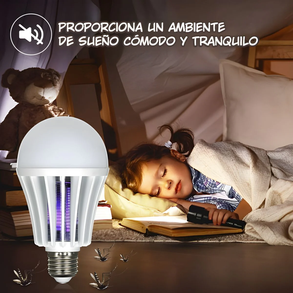 Foco Mata Mosquitos. Lámpara Antimosquitos LED 16W Con Luz Blanca Y Ultravioleta. Bombillo Mata Insectos. Luz Nocturna Repelente. - Image 2