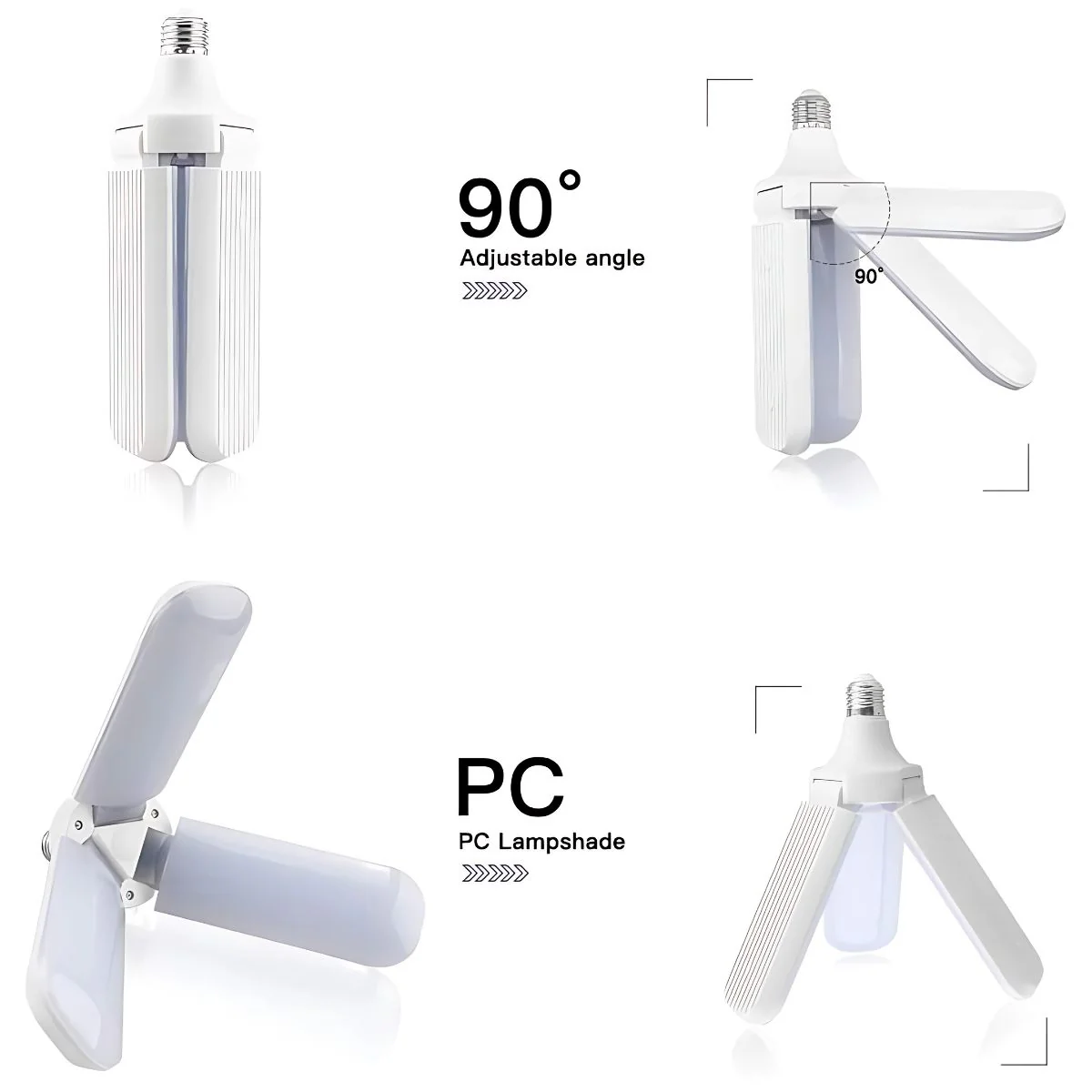 Foco Plegable 45W 110-265V De Tres Aspas. Bombillo LED De Ángulo Ajustable. (Unidad) - Image 3
