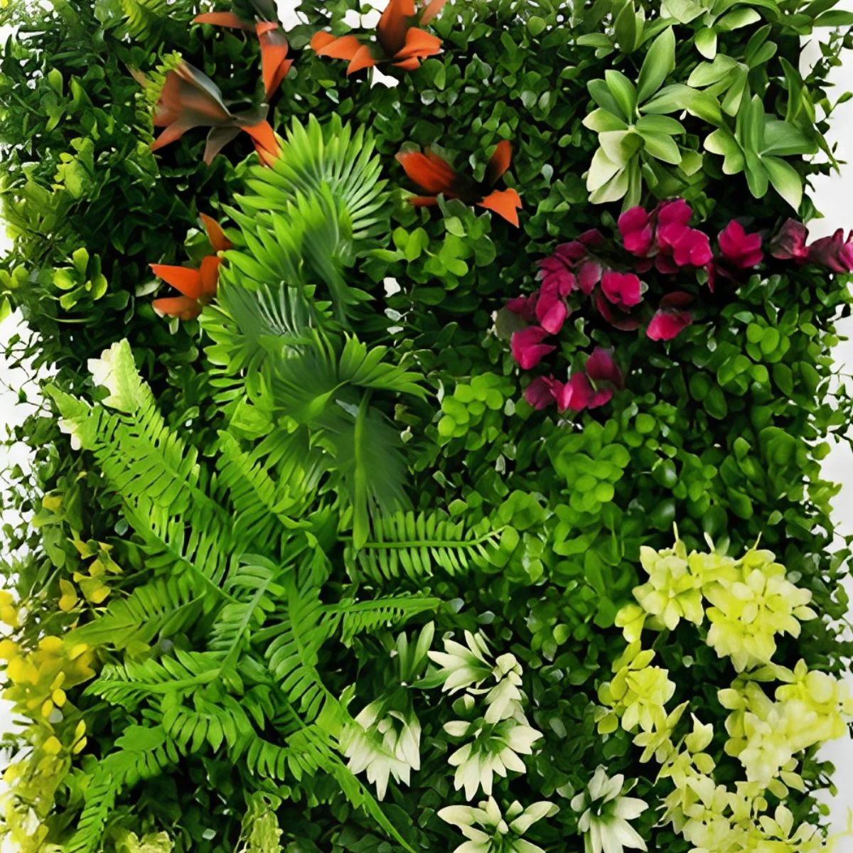 Follaje Artificial Verde 50X50cm Con Flores Blancas Y Rojas Para Decoración De Pared Interior O Exterior (CON PROTECCION UV) - Image 2
