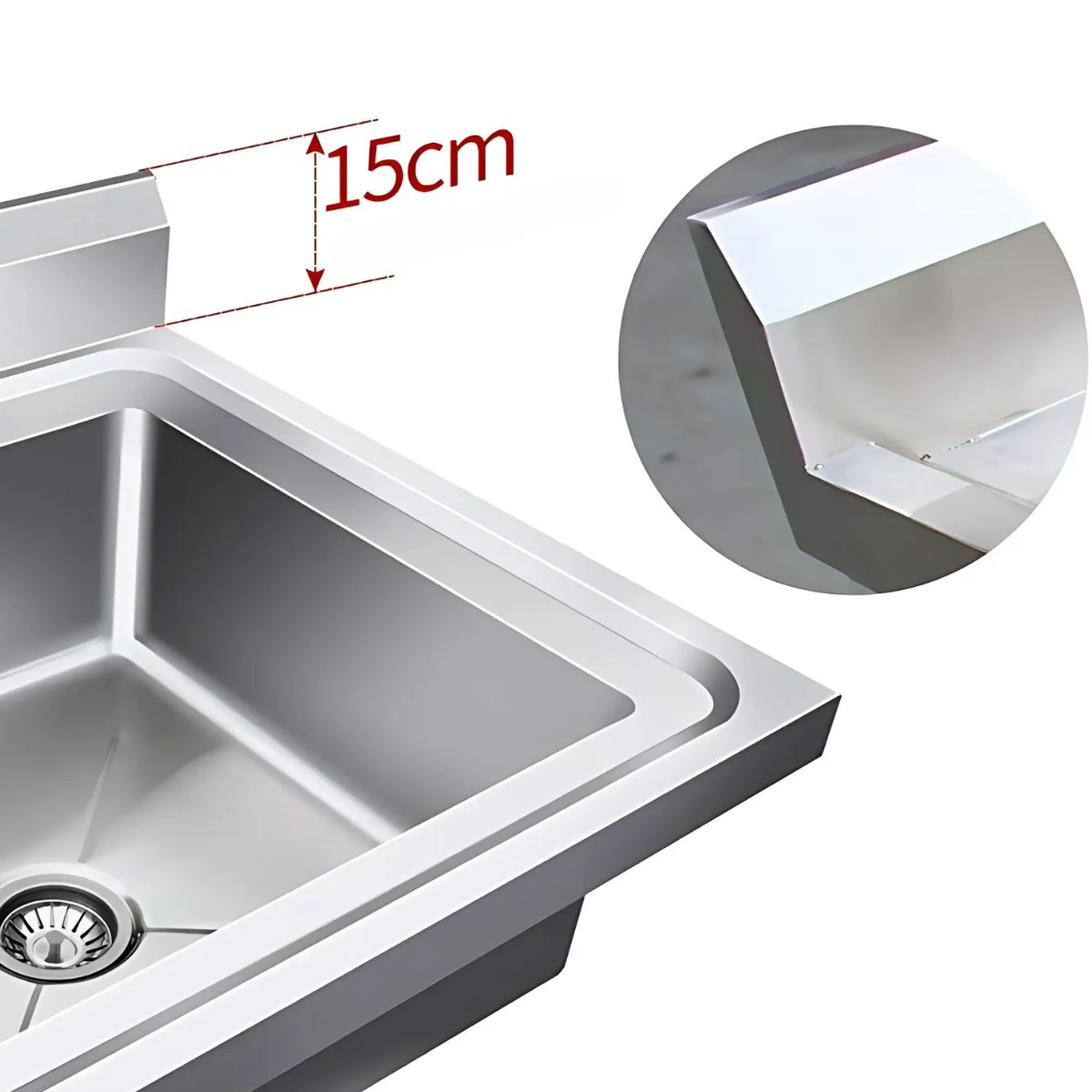 Fregador Tina Industrial Doble De 120X60x80 Cm. Acero Inoxidable 201. Calibre 1.0 Mm. Ideal Para Cocinas De Hostelería. - Image 2