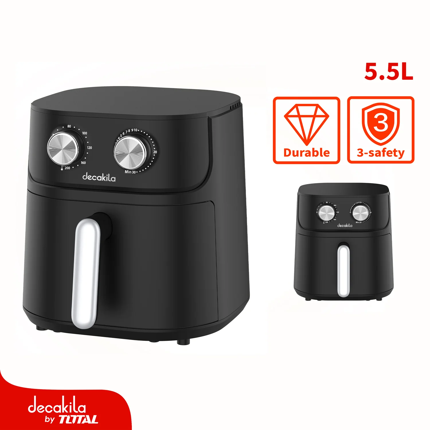 Freidora De Aire 5.5L 1500W Rango 80-200º Temporizador 60 Mins. Air Fryer