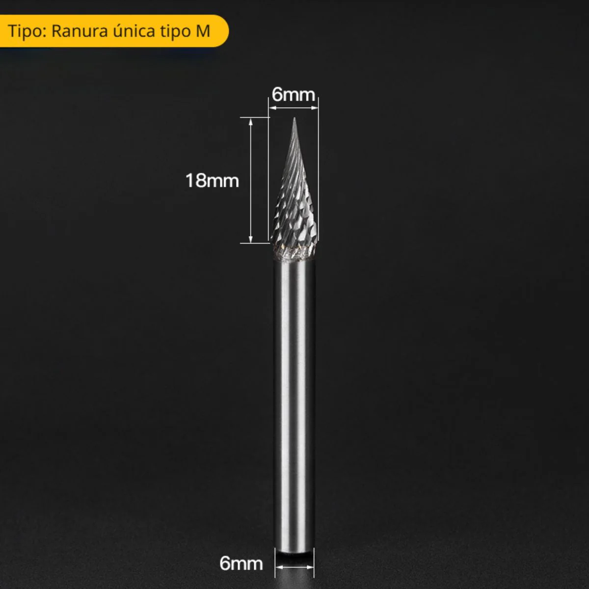 Fresa Lima Rotativa Cónica Punta Aguda De Carburo De Tungsteno Para Mototool. Vástago: 6Mm. Cabeza: 6Mm. - Image 2
