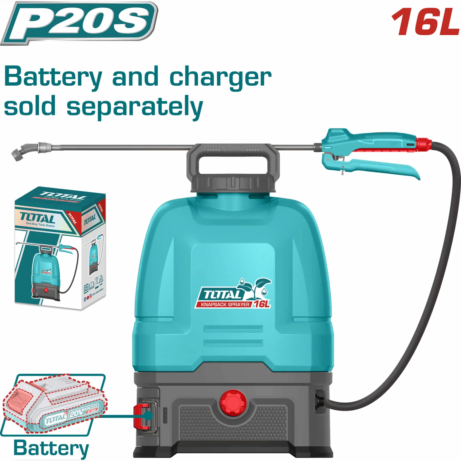 Fumigadora 16L Asperjadora Rociador De 20V Inalámbrica Con Dos Velocidades 5BAR. No Incluye Batería Ni Cargador.