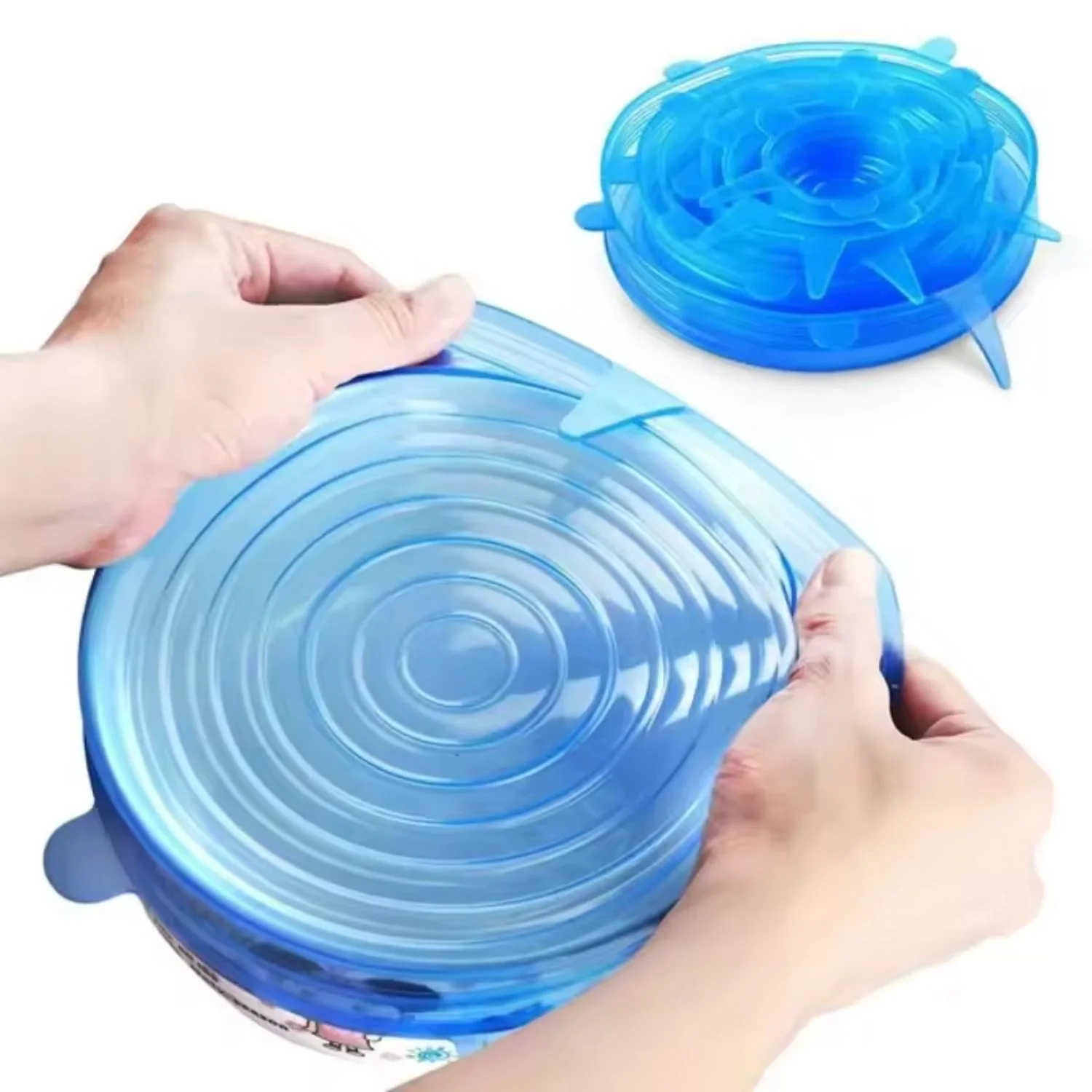 Fundas De Silicona Reutilizables Para Alimentos Tapas Elásticas Grado Alimenticio. Set De 6 Piezas. Tapas De Silicona De Cocina